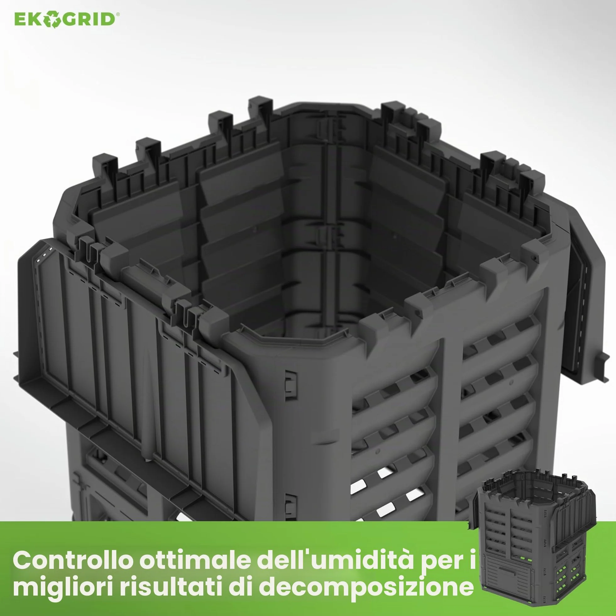 Compostiera da Giardino 300 L con Irrigazione a Goccia e Ventilazione Nero