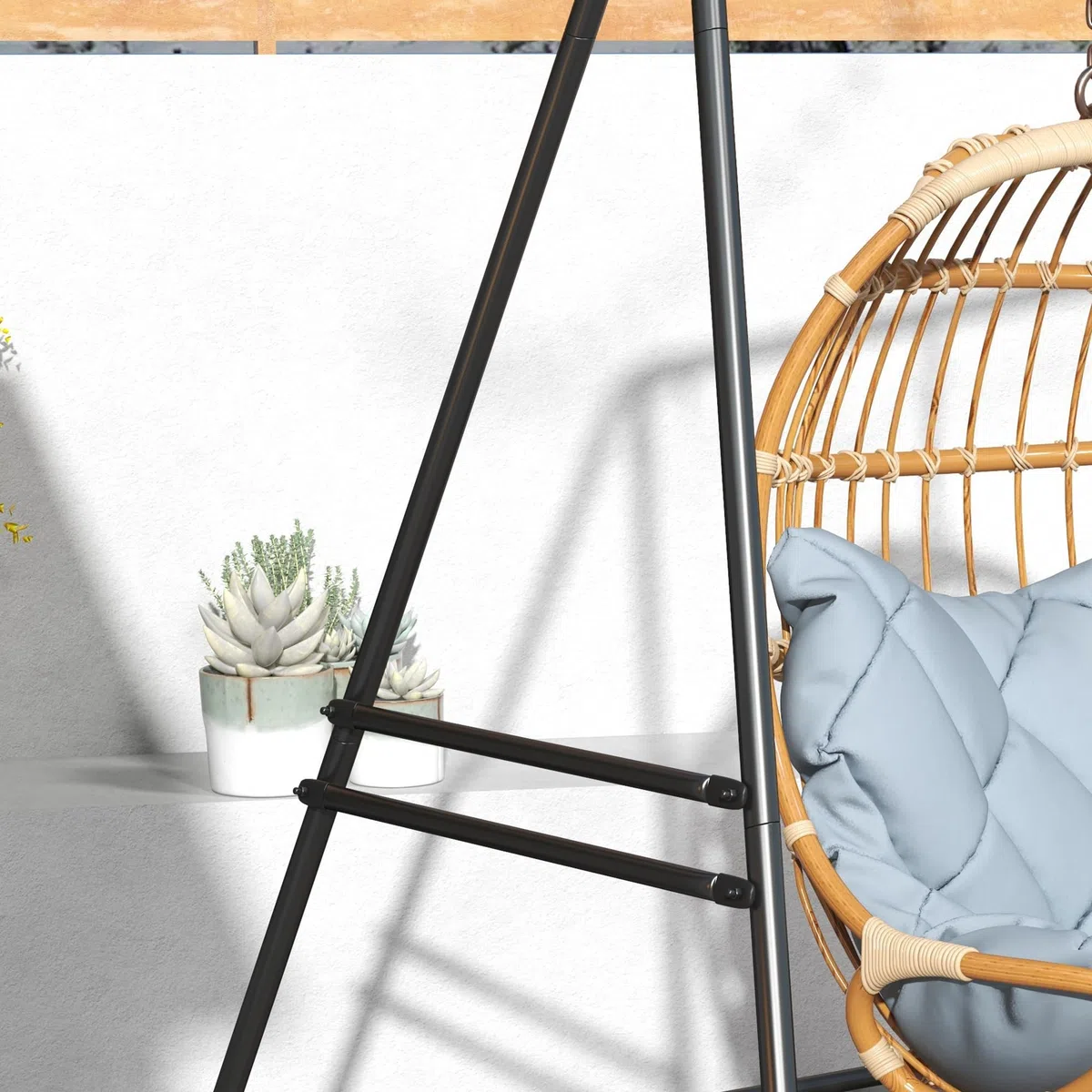 Outsunny Supporto per Amaca e Sedia a Dondolo/a Uovo, Sostegno Amaca in Acciaio con Gambe ad A e Agganci, Facile da Montare, per Esterno ed Interno, 178x143x180 cm, Nero