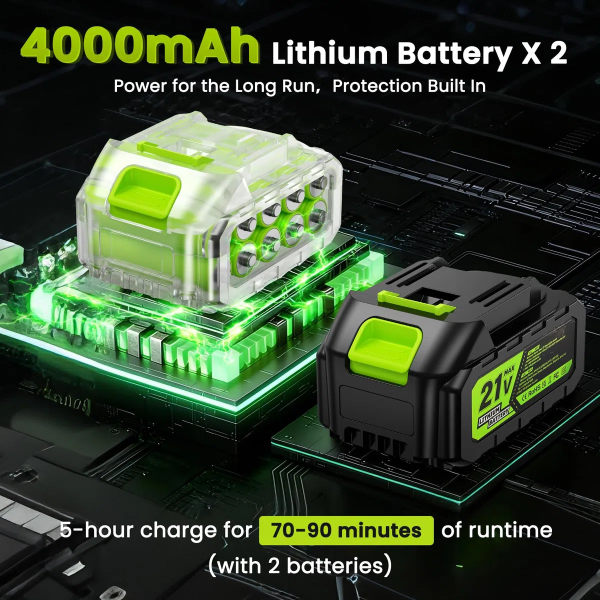 Idropulitrice a Batteria 100 Bar 4000mAh Uscita 14mm Ugello 6 in 1 Tubo 5m