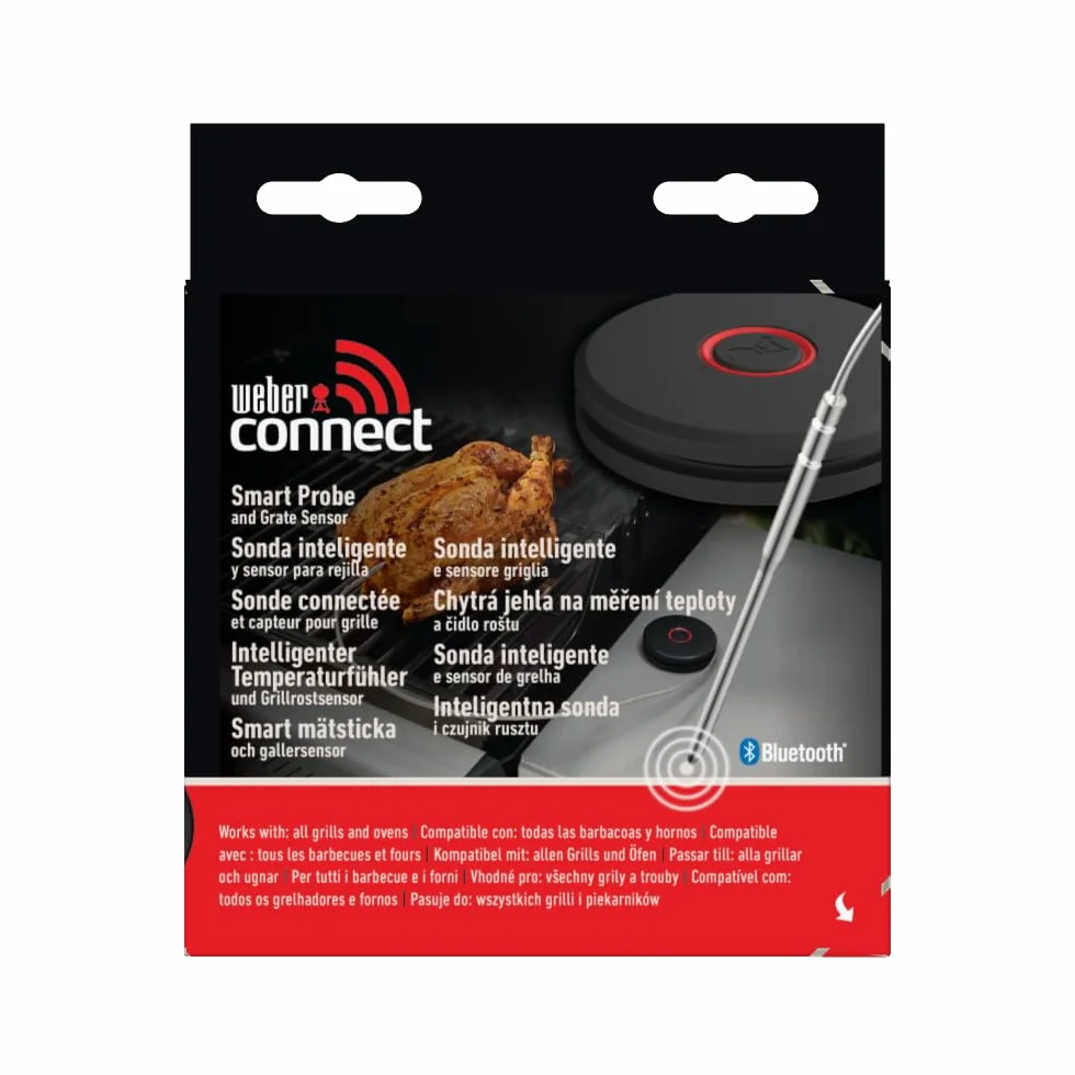 Weber Smart Thermometer con sonda per griglia e Carne/Misura Temperatura della griglia e al Cuore per Una Cottura Perfetta – Nero (3400590)