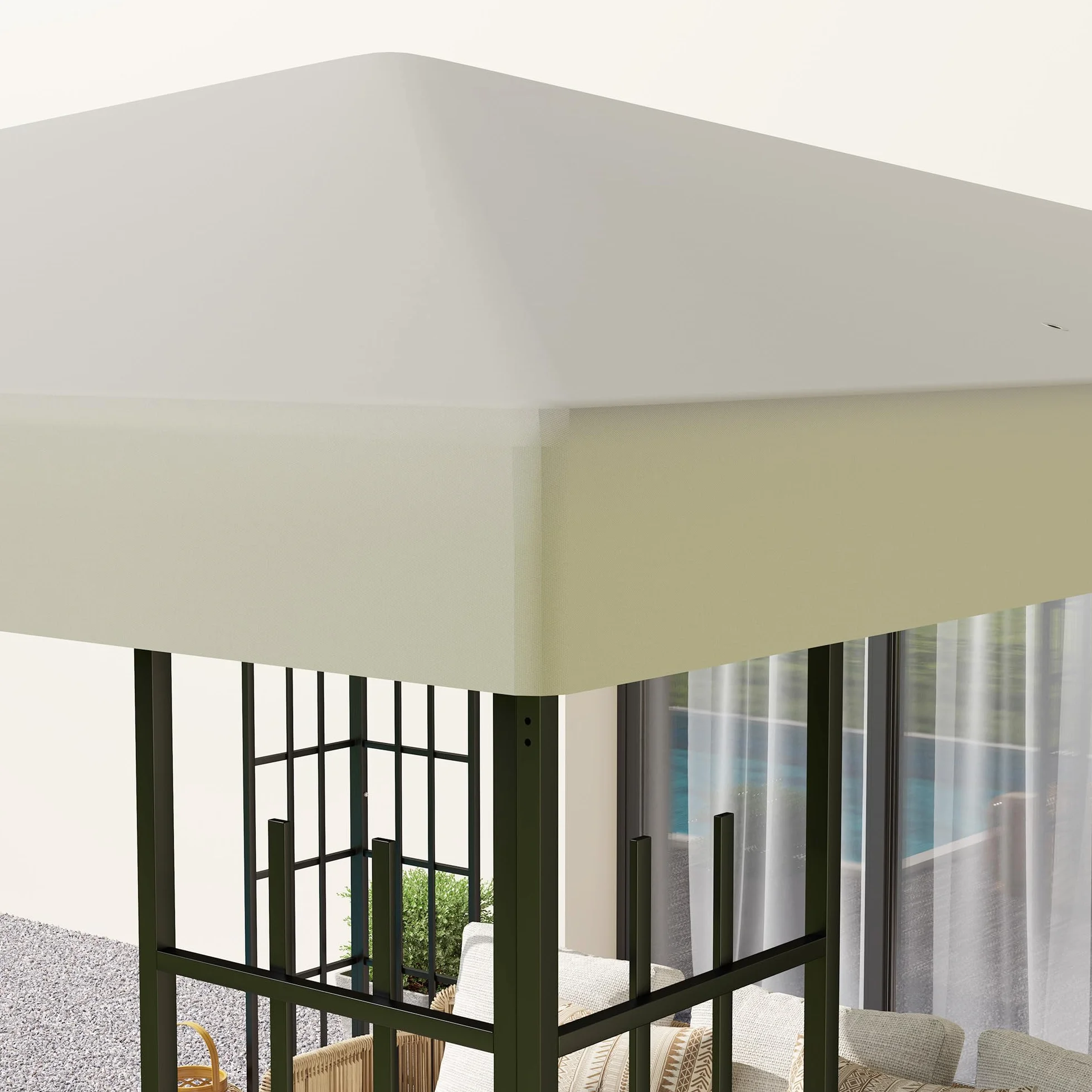 Outsunny Tetto di Ricambio per Gazebo 3x3 m, Telo Gazebo Resistente all'Acqua in Tessuto Oxford 600D 370g/㎡ Anti-UV 30+, Bianco Crema