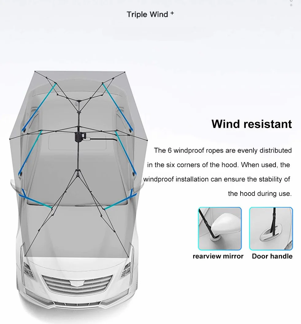 Ombrellone Automatico Carport Pieghevole Mobile 4,8 x 2 Protezione Antigrandine Anti-UV Antivento Impermeabile