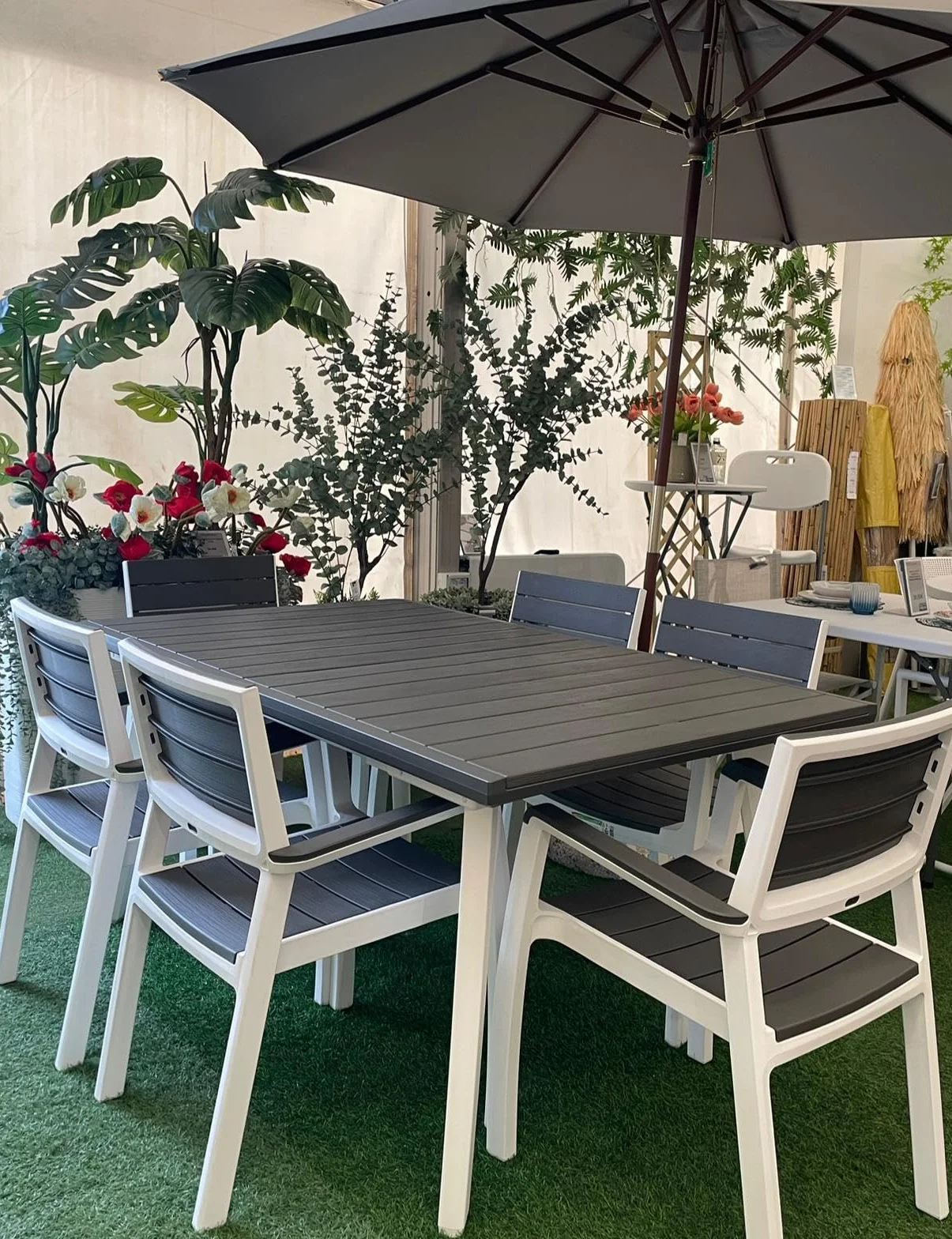 Keter Set da Giardino Tavolo allungabile 160/240 6 Poltrone Bianco/Grigio
