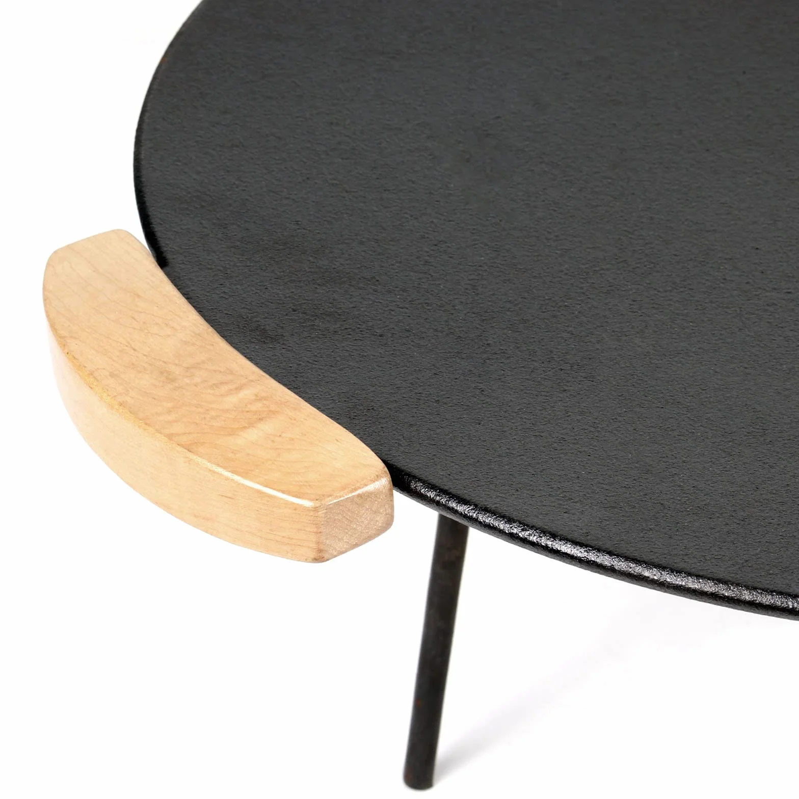 Wiltec Piastra per barbecue fuoco in ghisa, liscia, rotonda Ø44cm altezza 44 cm manici in legno piedi 20 e 32cm