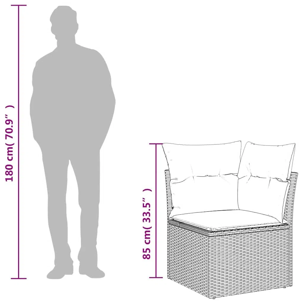vidaXL Divano Angolare da Giardino con Cuscini Beige in Polyrattan