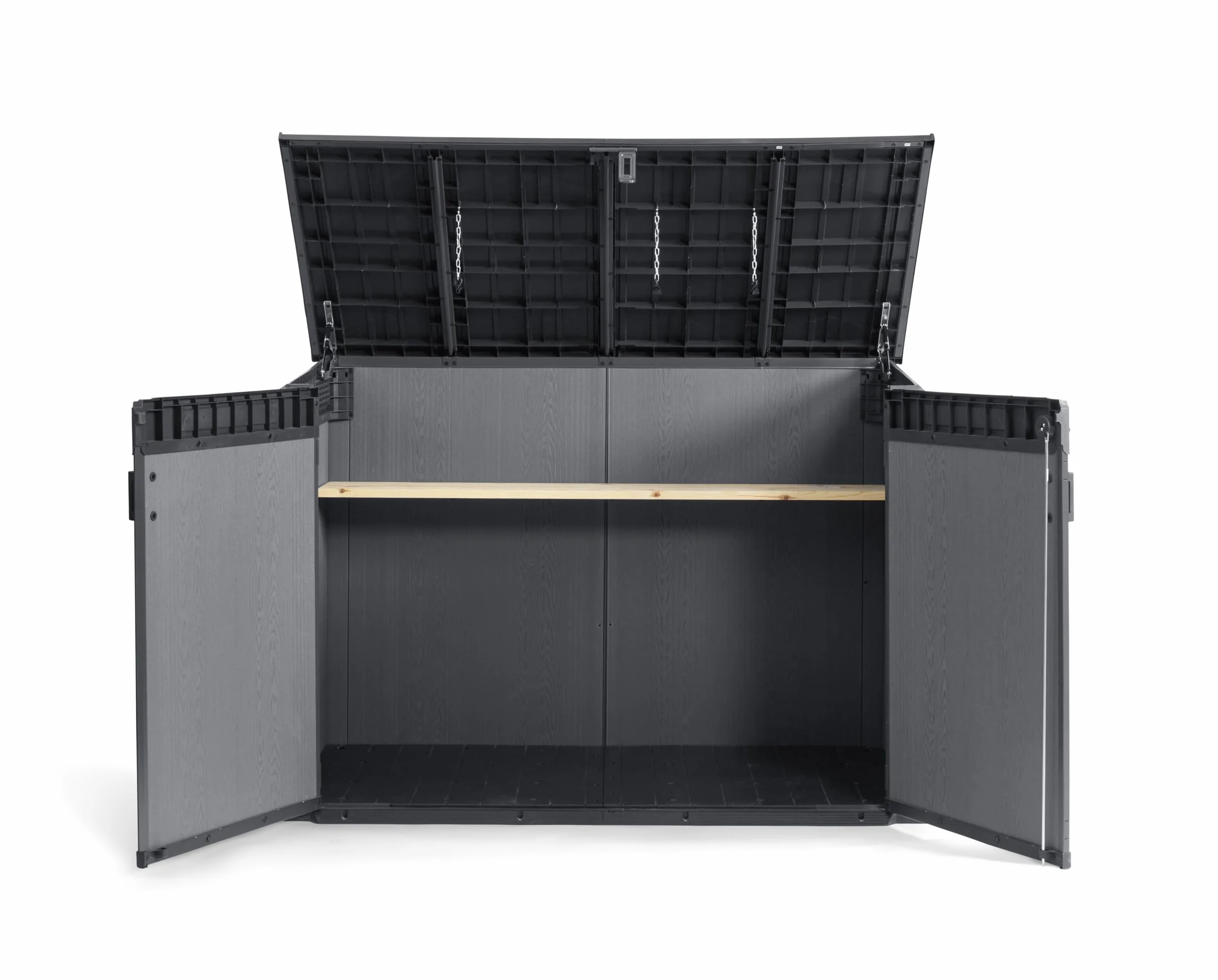 Keter Porta Attrezzi da Esterno Cortina Mega, Ideale per il Giardino, Grigio Scuro, 190,5x109,3x132,5H cm, 2020L