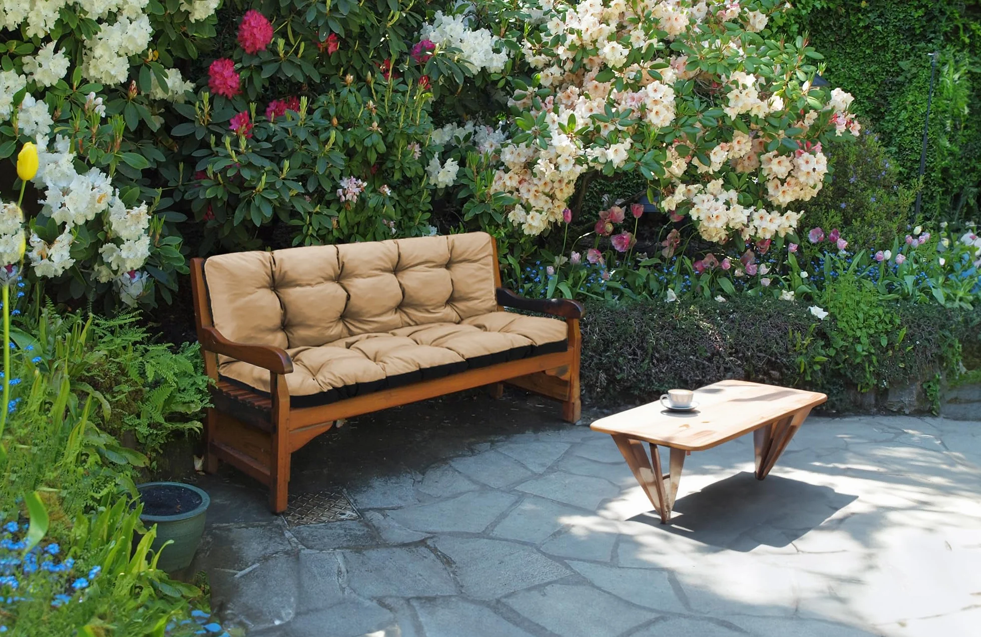 Amazinggirl Cuscino per Panca da Esterno 180x50 cm per Panchina Dondolo & Giardino - Cuscino Panca Cuscini per Panche Seduta Imbottito Comodo Morbido da Interno ed Esterno Beige