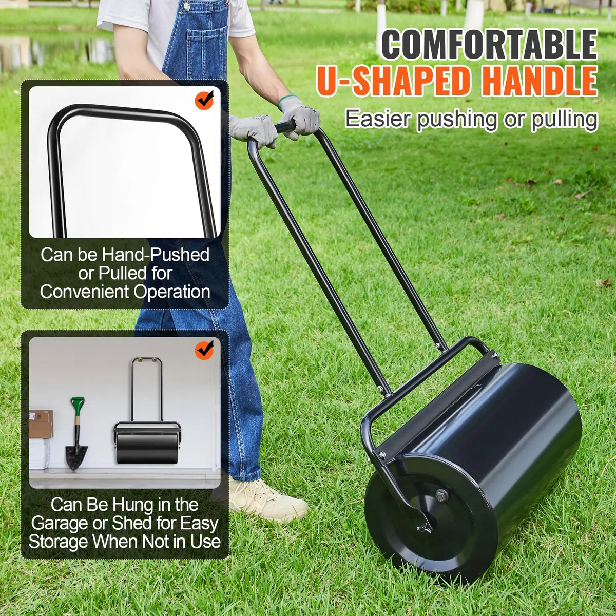 VEVOR Rullo da Giardino 46 L Acciaio Riempito Sabbia Acqua Maniglia Ergonomica