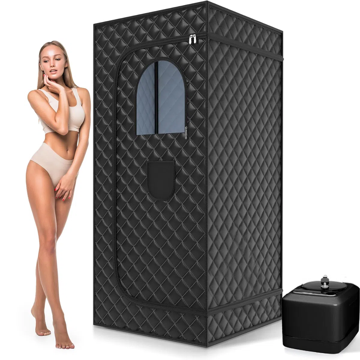 Sauna Portatile Pieghevole 1000W 90x90x180cm con Sedia Telecomando