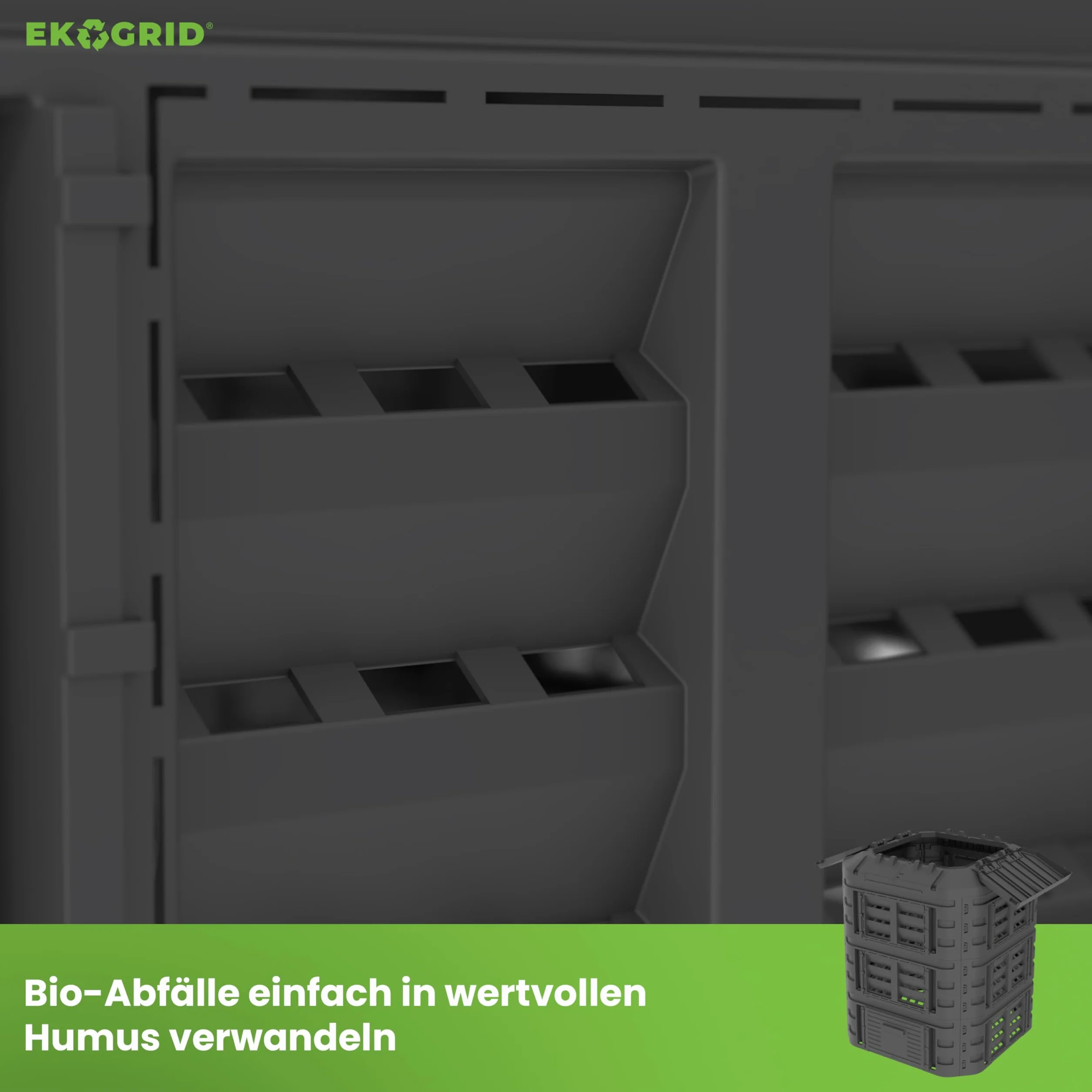 Compostiera da Giardino - 860 L - Irrigazione a Goccia e Aerazione - Nero