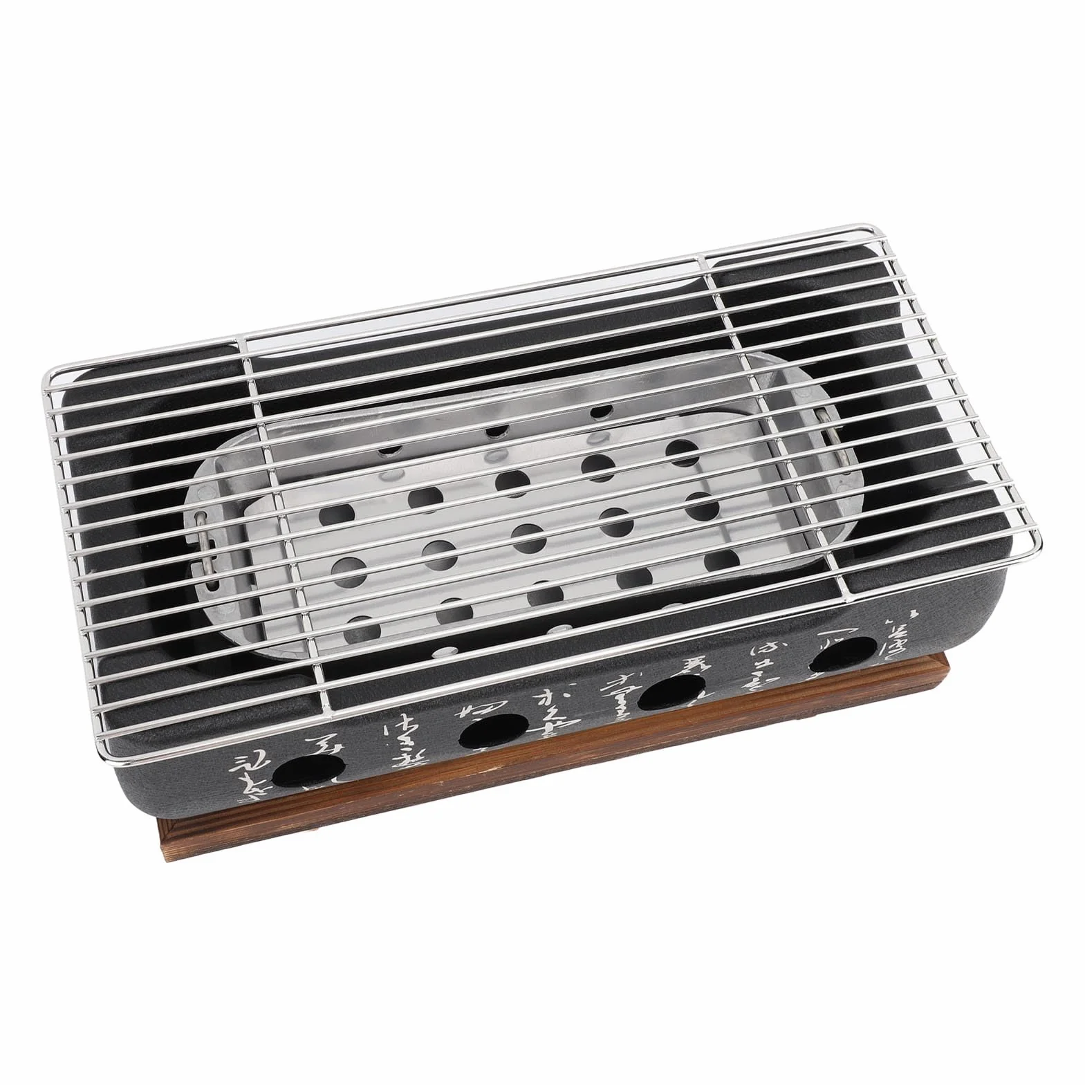 Ausla Griglia Hibachi, Griglia per Barbecue Giapponese Portatile a Carbonella con Base in Legno e Rete, Ideale per Campeggio all'aperto e Picnic (XL)