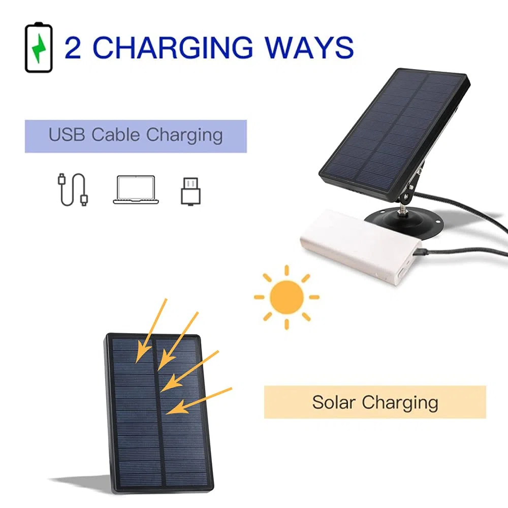 Pannello Solare Fotocamera Caccia DC 9V 2400mAh IP54 Impermeabile Caricatore Portatile
