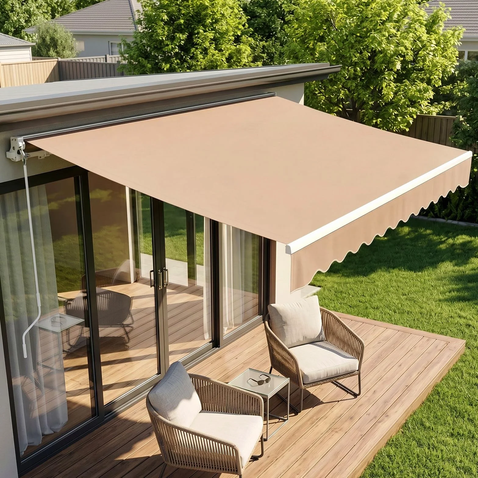 LIFERUN Tenda a bracci snodati 300x250 cm UPF 50+ impermeabile manovella supporto parete Regolazione angolare 52-75° Cachi