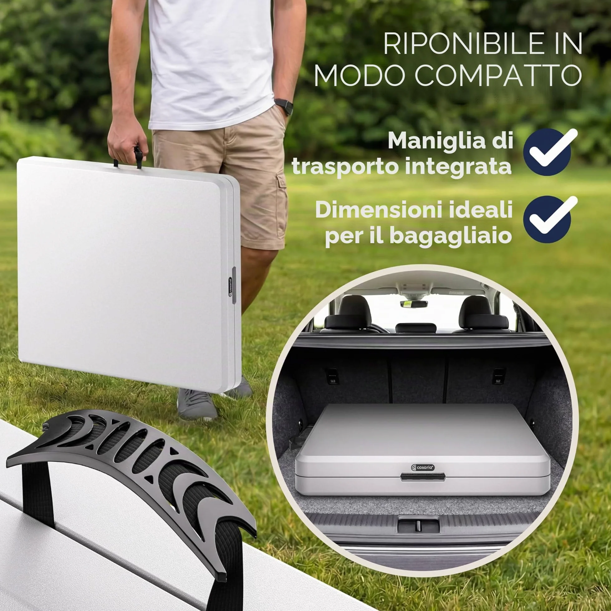 Casaria Tavolo da Giardino Pieghevole 220x70 cm Rettangolare per 10 Persone Bianco