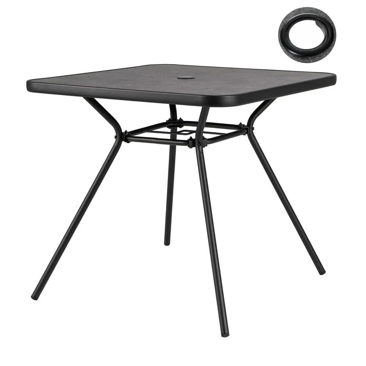 RELAX4LIFE Tavolo da Giardino 80x80x73cm SPC Metallo Foro Ombrellone φ4cm Portata 100KG