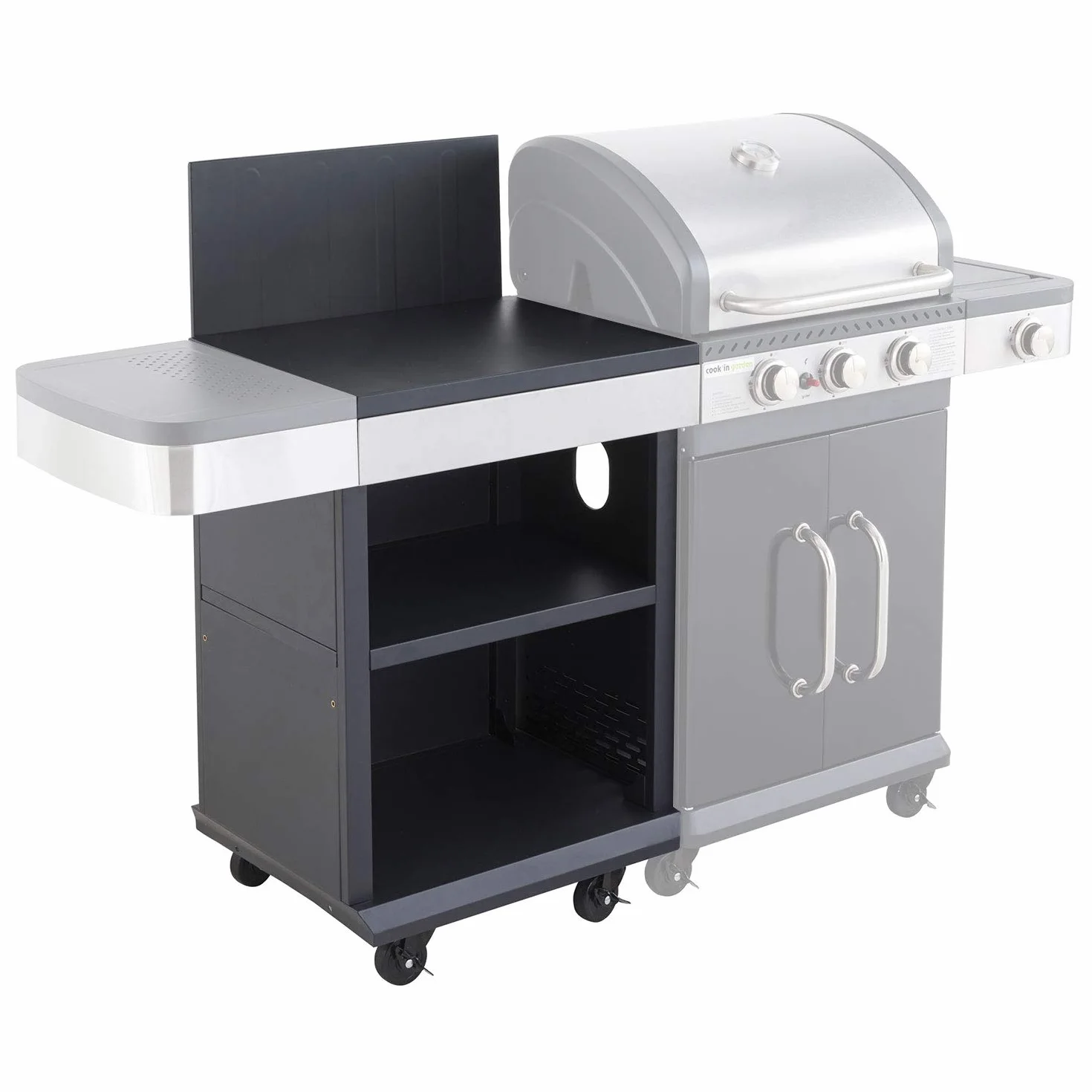Cook’in Garden FIDGI Carrello Desserte Piano Lavoro Compatibile Barbecue Gas FIDGI 3 4 Mobile su rotelle Nero