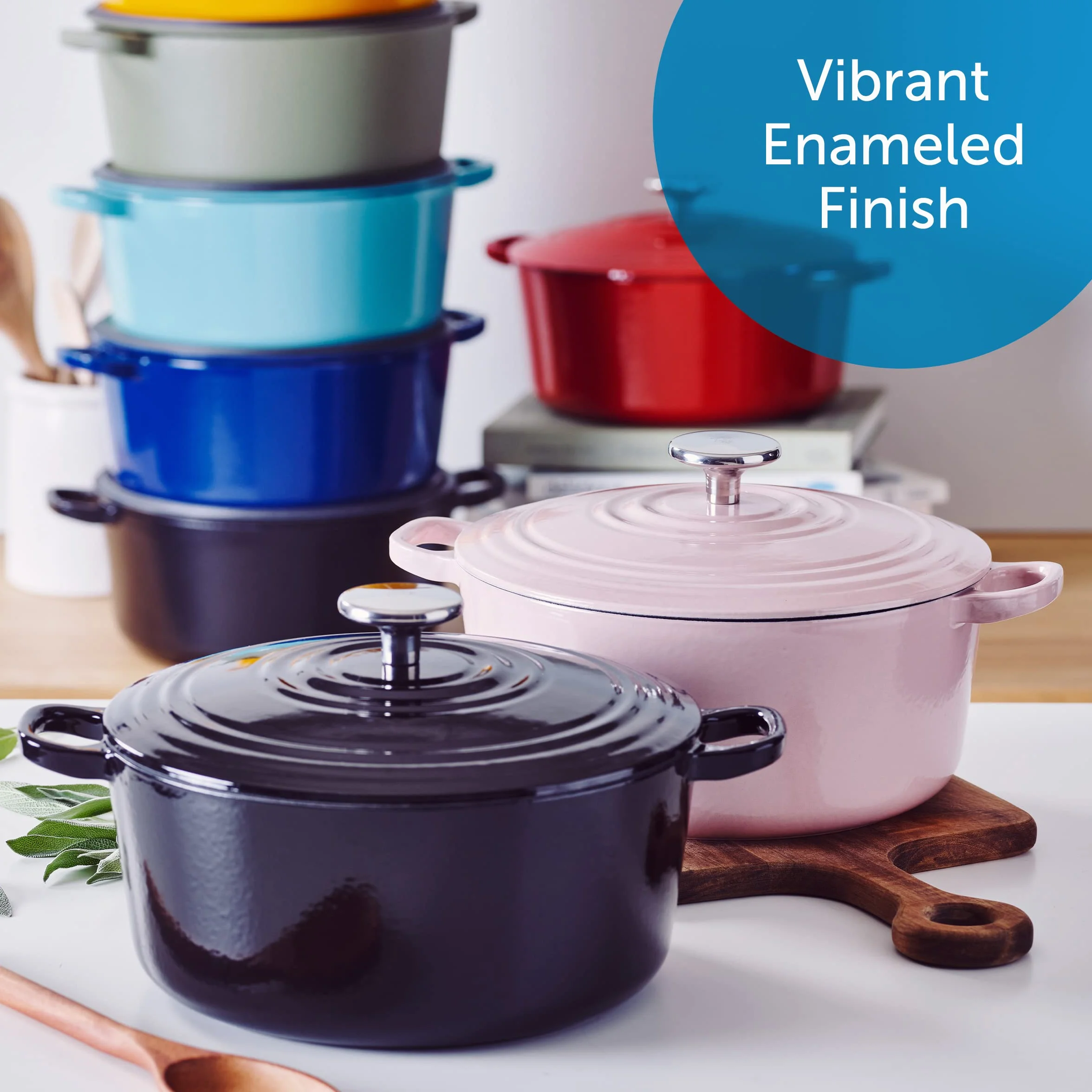 BK Cookware Ghisa Smaltata Tedesca, 24 cm/4,2 litri Casseruola avec Couvercle, Forno Olandese, Fornello a Induzione, Lavabile in lavastoviglie, Forno fino a 220°C, Nero