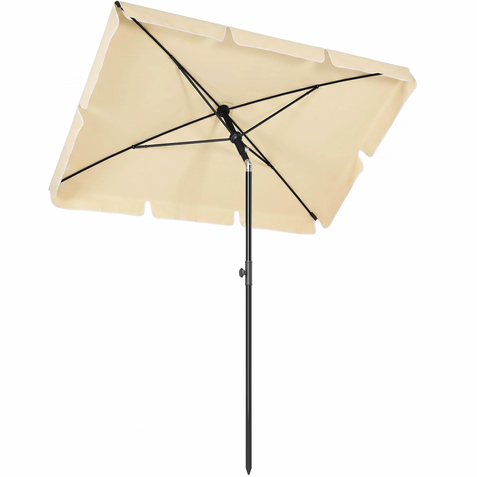 Outsunny Ombrellone da Giardino 2x1,3m Inclinabile con Bordi Arruffati, 4 Stecche in Alluminio e Poliestere 160g/m²