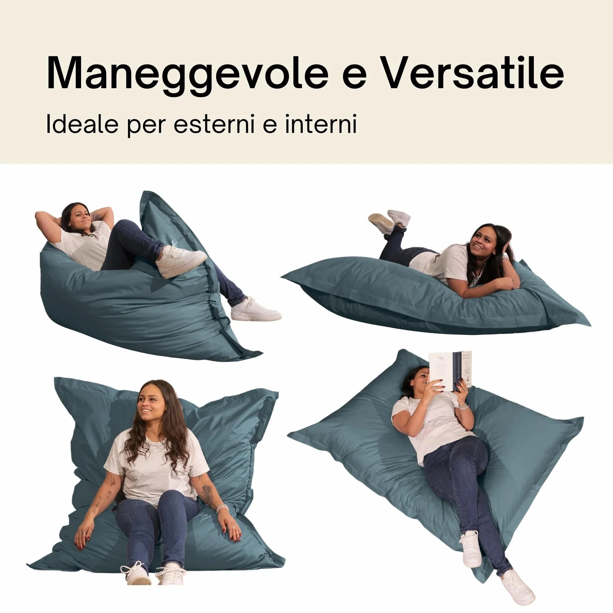 Pouf da Esterno Giardino Impermeabile Anti-UV 180x140 cm Grigio Scuro