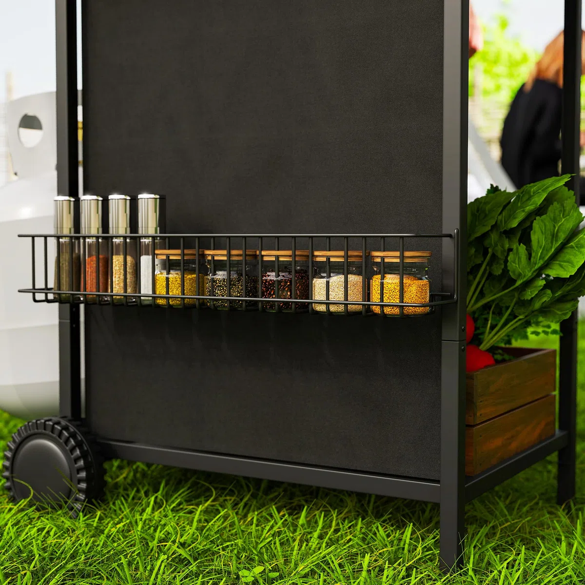 Outsunny Barbecue a Gas 7kW 2+1 Bruciatori con Coperchio, Termometro, Tavolino Laterale, Nero
