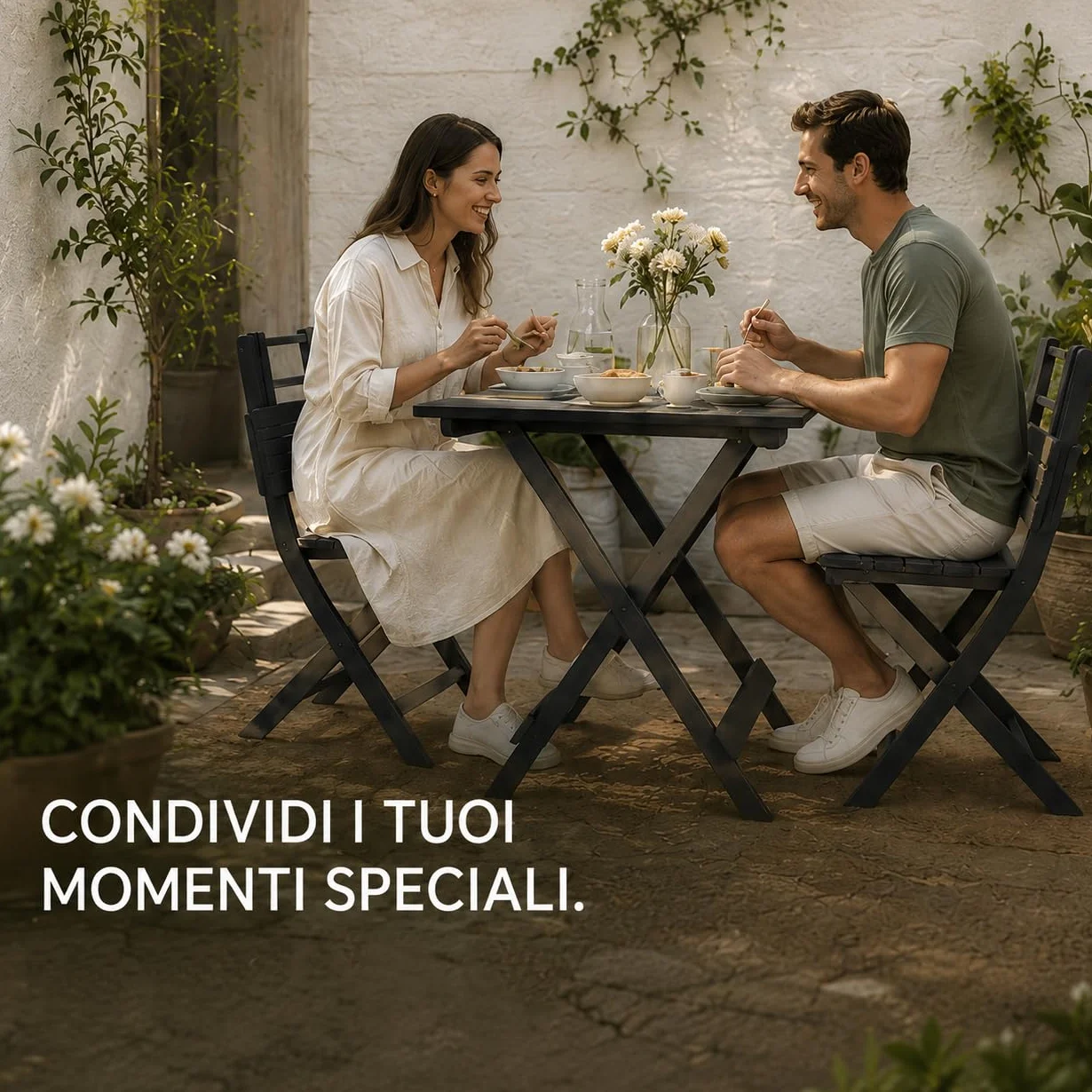 Tavolo da Giardino in Plastica Pieghevole Antracite 80x72xh70 cm Maury