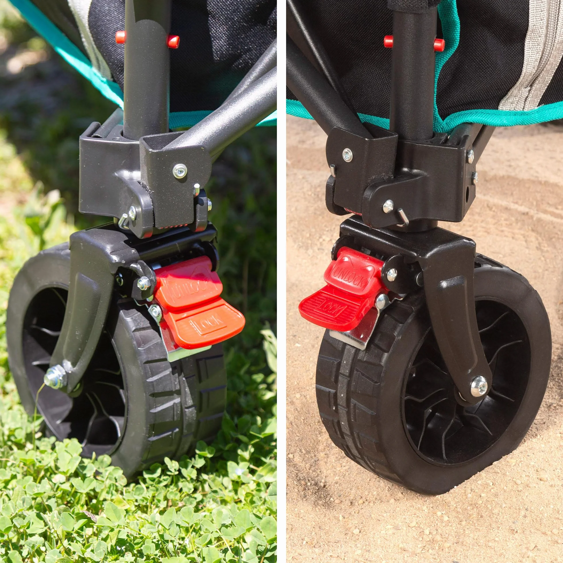 AKTIVE Carrello pieghevole da spiaggia ruote fuoristrada 60 kg acciaio poliestere 70x45x95 cm