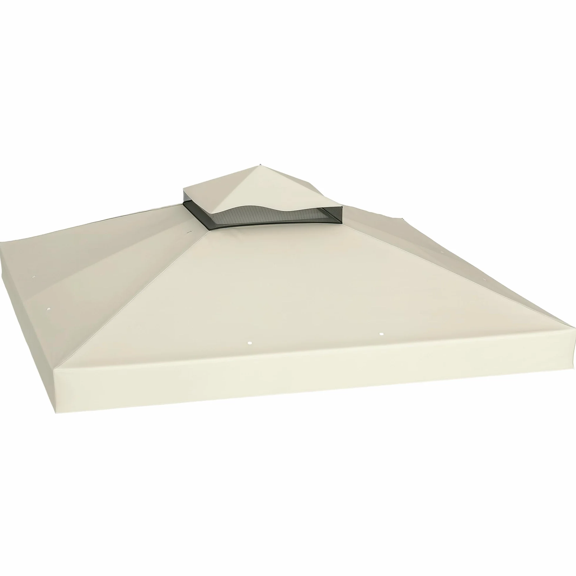 Outsunny Tetto di Ricambio per Gazebo 3x3 m 2 Livelli, Telo Copertura Resistente all'Acqua in Tessuto Oxford 370g/㎡ Anti-UV 30+ con Fori di Drenaggio, Crema