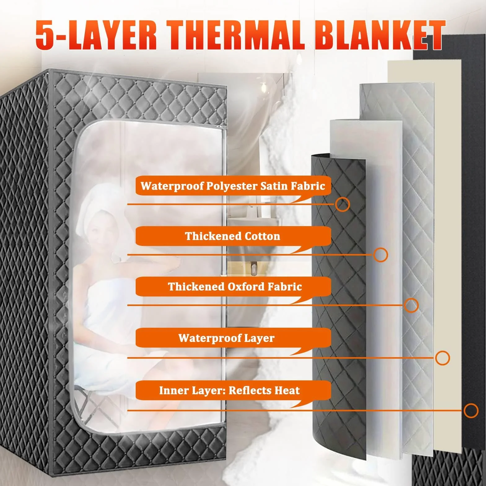 Sauna Finlandese da Esterno 1000W 180x80x80cm 9 Temperature Timer Telecomando Sedia