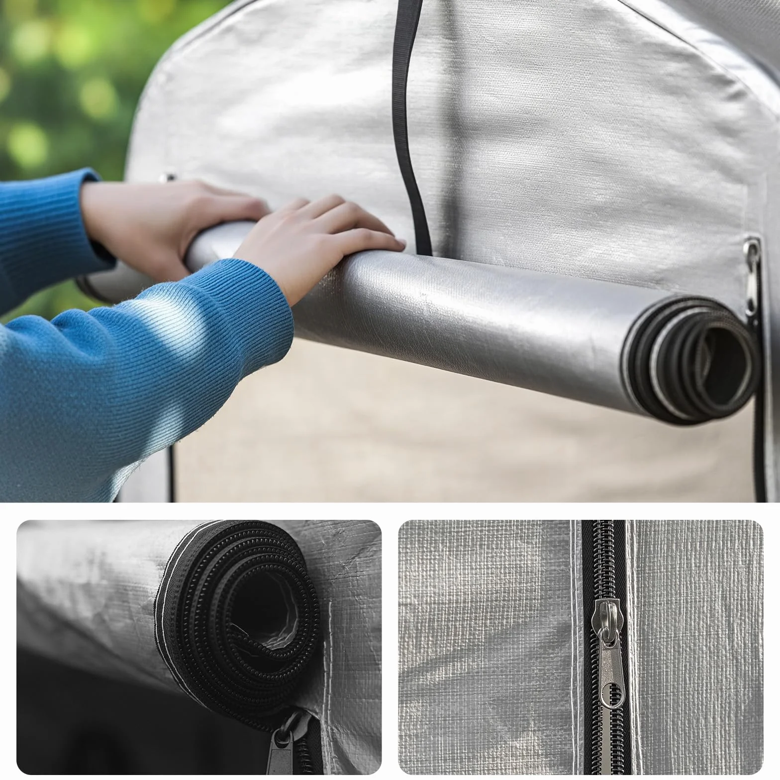 Tenda per Bicicletta Impermeabile per Esterno 120x176x163 cm Argento