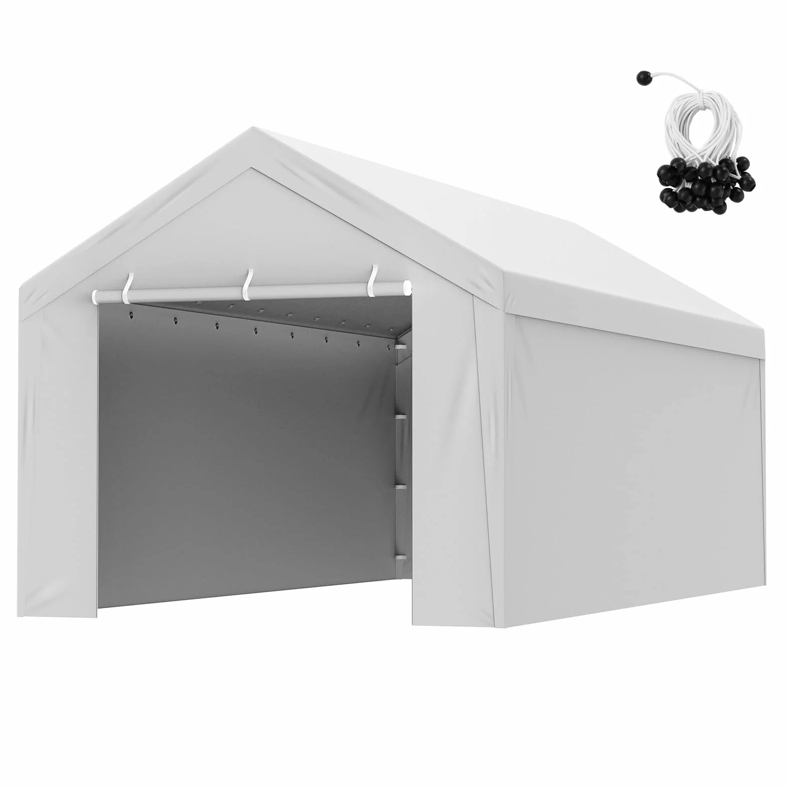 VEVOR Tettoia di ricambio per auto da 3 x 6 m, parte superiore del garage, resistente, impermeabile e resistente ai raggi UV, facile installazione con tenditori a sfera, bianco (solo copertura
