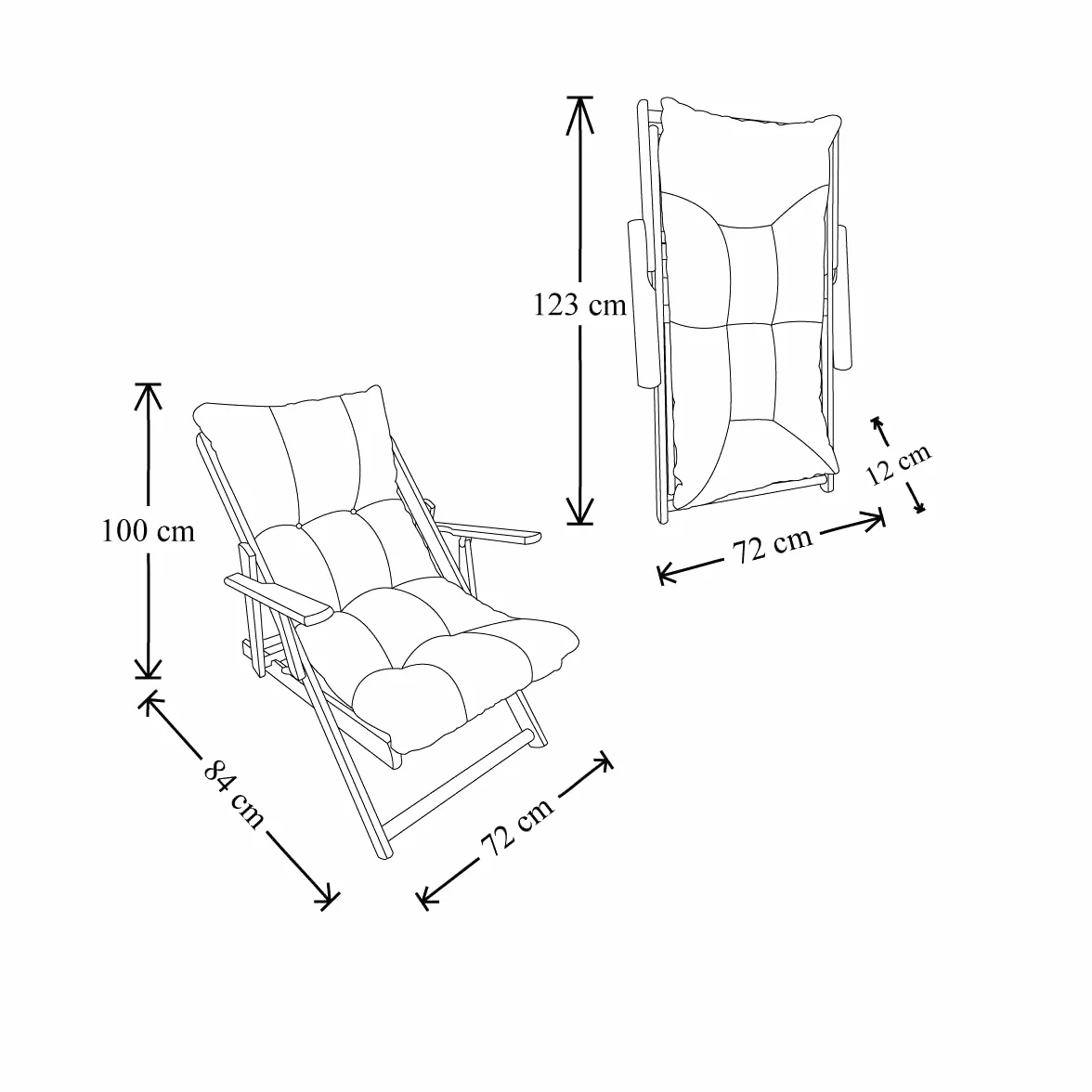 Liberoshopping Poltrona sdraio relax richiudibile in legno con cuscino imbottito 3 posizioni made in italy grigio scuro