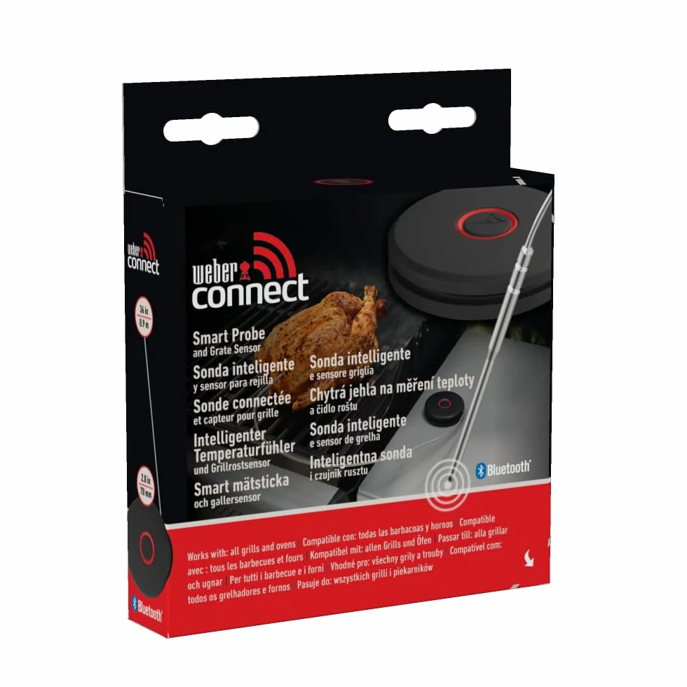 Weber Smart Thermometer con sonda per griglia e Carne/Misura Temperatura della griglia e al Cuore per Una Cottura Perfetta – Nero (3400590)