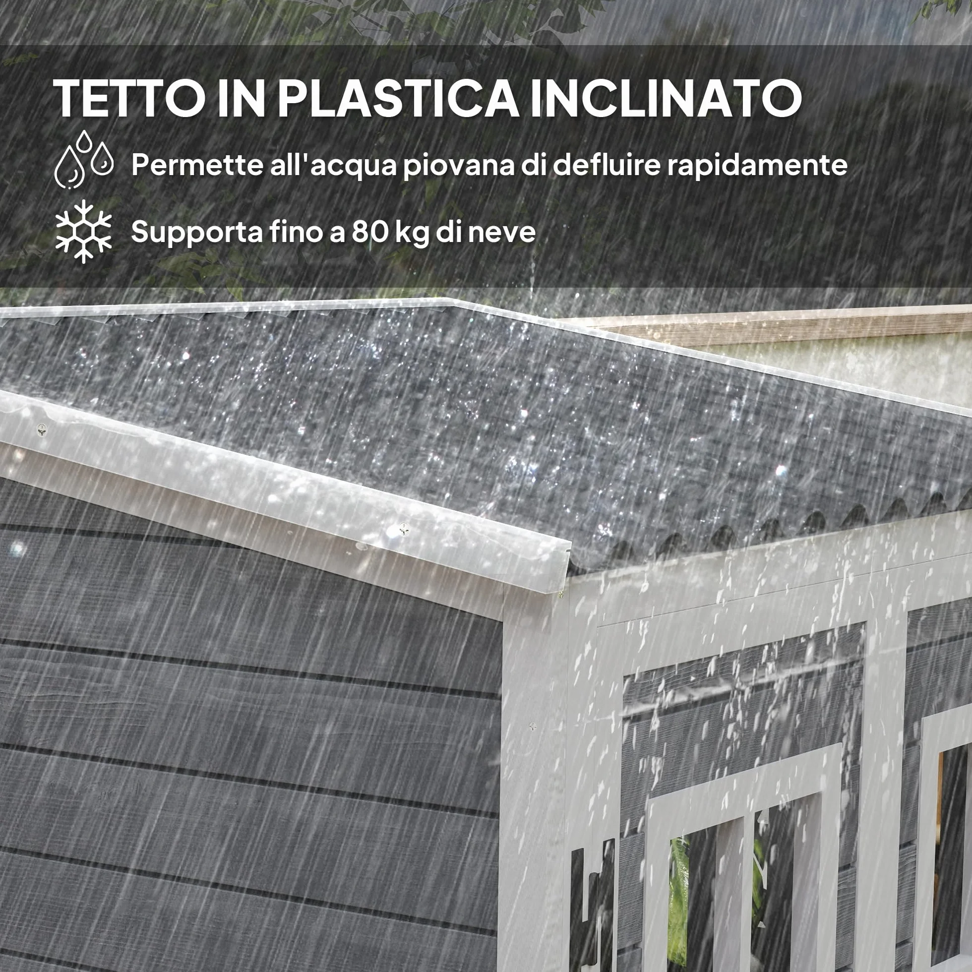 Outsunny Capanno Porta Attrezzi da Giardino in Legno di Abete con 2 Finestre e Ripiani Regolabili, Casetta Attrezzi Giardino Bloccabile, Tetto Spiovente per Patio Terrazza, 91x69x192cm, Grigio Chiaro