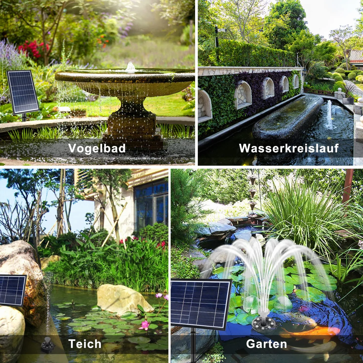 Pompa Solare per Laghetto 7 W, Fontana a LED per Giardino, Piscina, Decorazione dell'Acqua - Altezza 85 cm