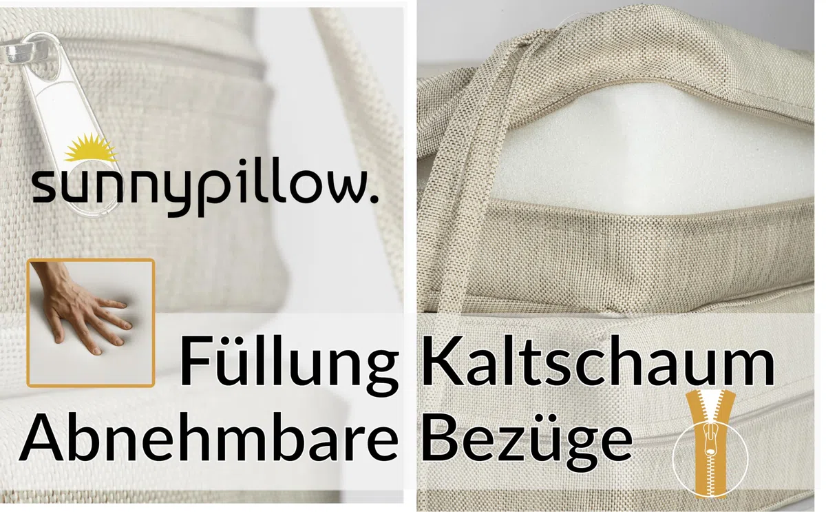 Sunnypillow Set di 2 Cuscini per Sedia 45 x 45 x 7 cm Impermeabili UV - Imbottitura per Sedute Casa Giardino Interni Esterni Cremoso