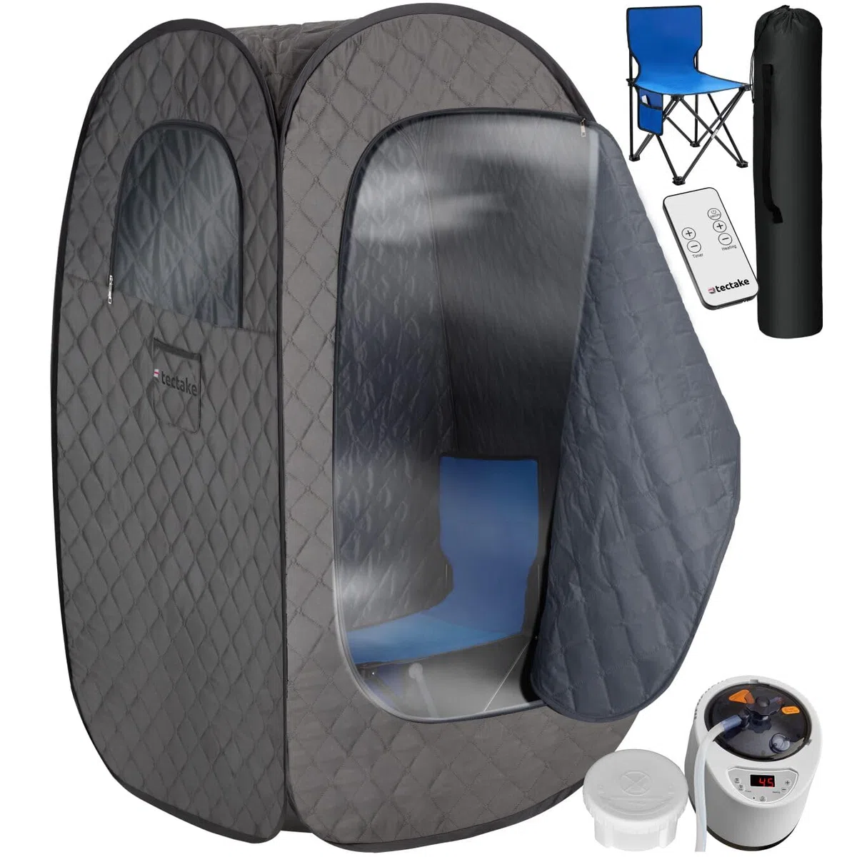 Sauna da Casa a Vapore Portatile Pieghevole 1000 W 15 Livelli Temperatura Grigio