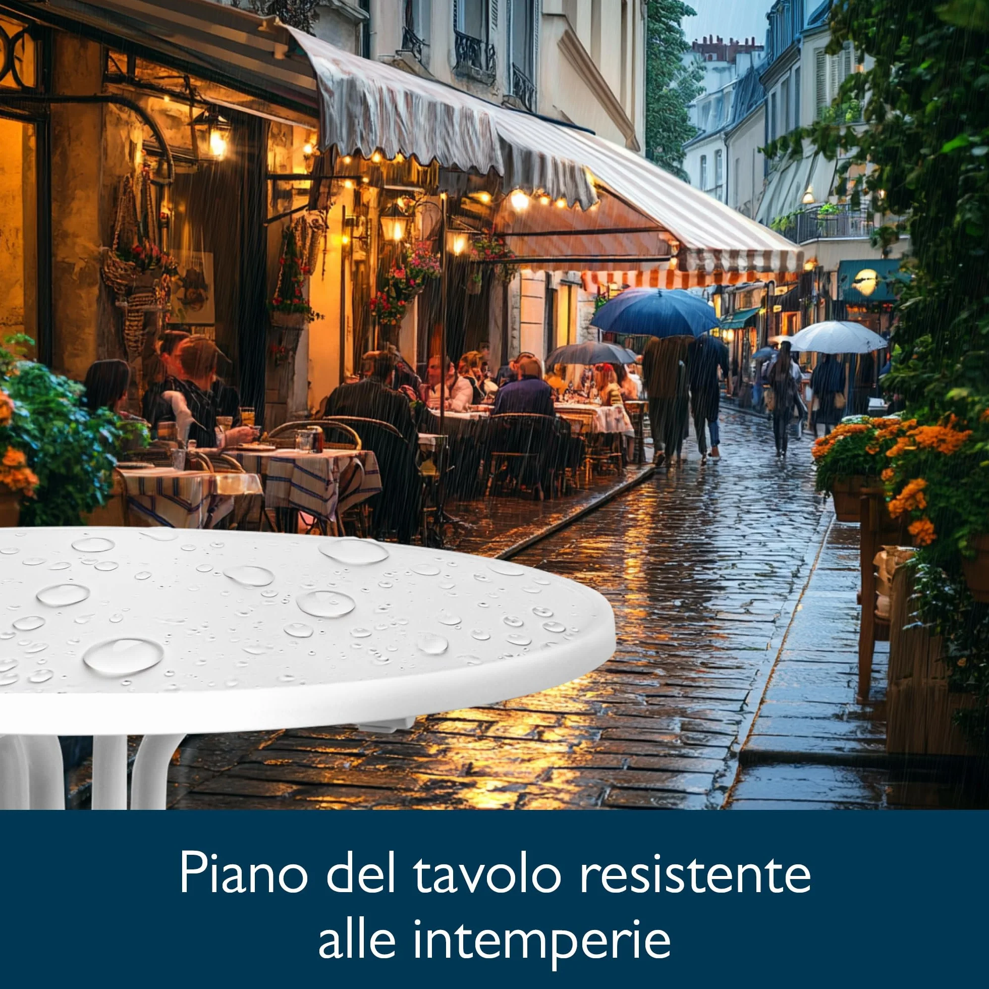 Beautissu Tavolo Bistrot da Esterno Ø 60 cm – Tavolino da Balcone Giardino Terrazza Pieghevole H 70 cm – Tavolo da Campeggio Feste Bar Ristorante – Bianca – Bistroni