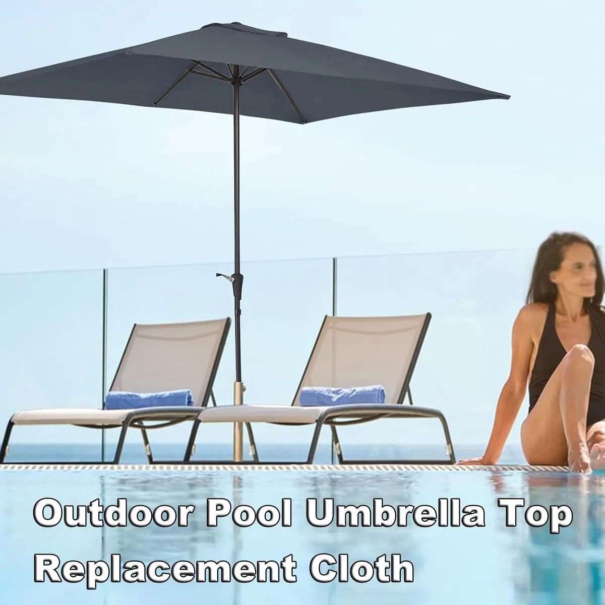 Copertura Di Ricambio Per Ombrellone Da Giardino Esterno, Telo Di Ricambio Per 2x2m 3x2m 3x3m Ombrellone, 6 Stecche, Impermeabile, Baldacchino Di Ricambio Ombrellone Spiaggia Piscina(Grays,3x2m)
