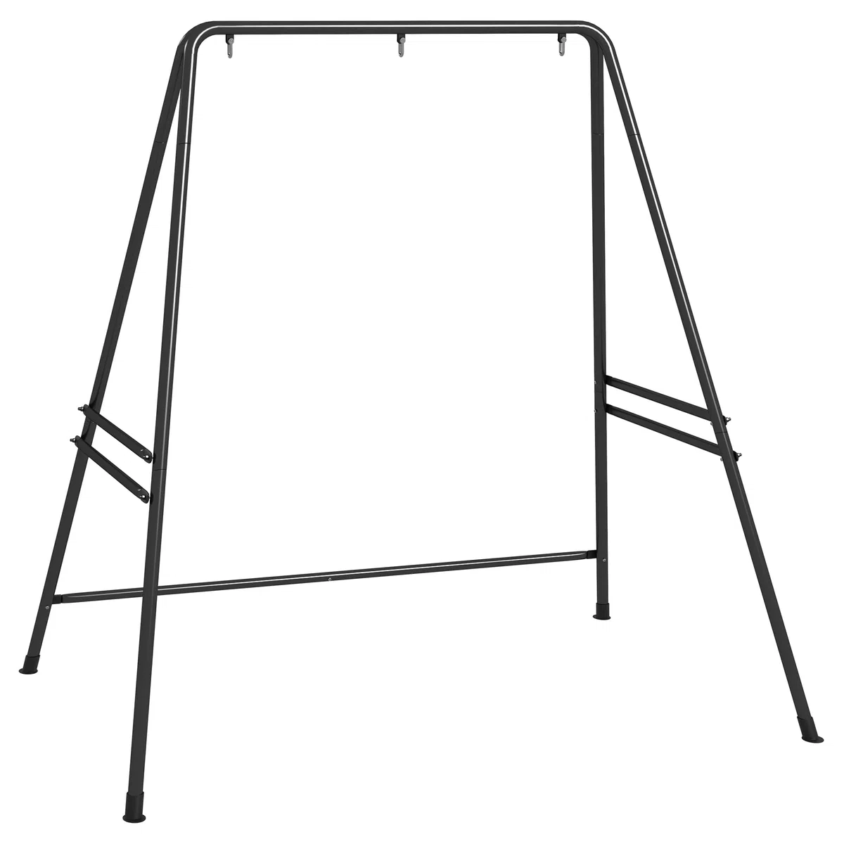 Outsunny Supporto per Amaca e Sedia a Dondolo/a Uovo, Sostegno Amaca in Acciaio con Gambe ad A e Agganci, Facile da Montare, per Esterno ed Interno, 178x143x180 cm, Nero