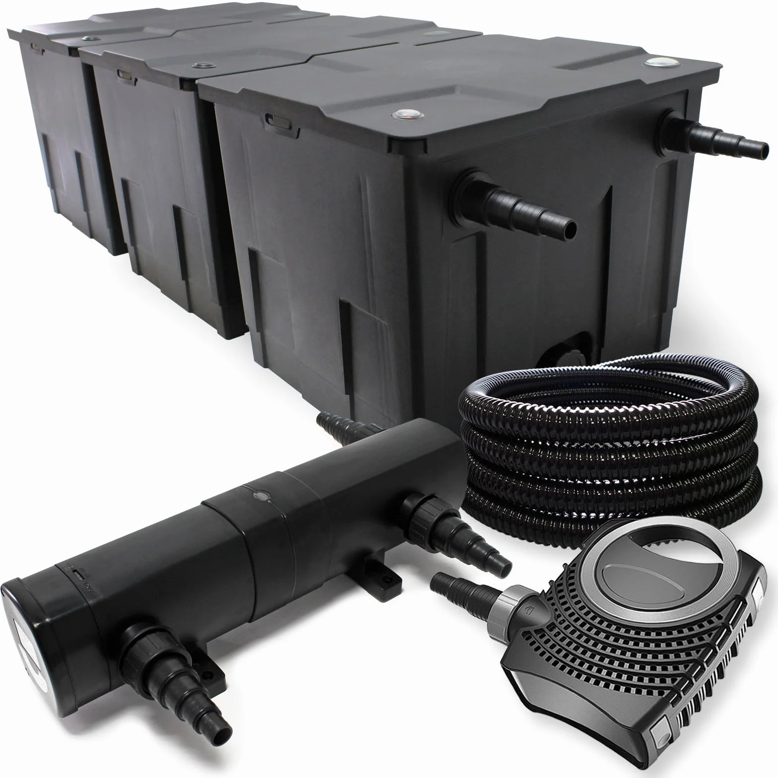 Filtro Chiarificatore UVC 36W Pompa 80W Set Laghetti 90000l 25m Tubo