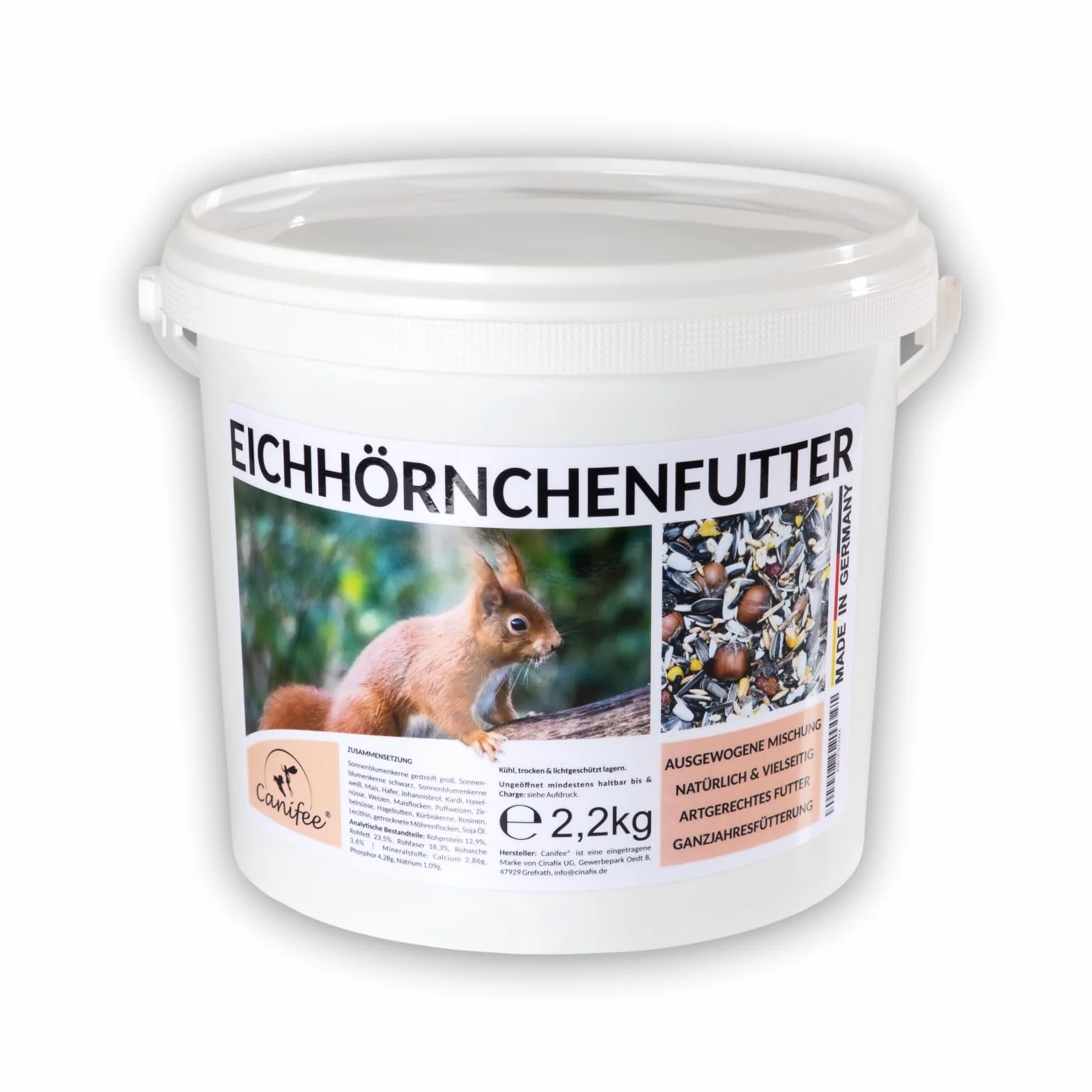 Cibo per scoiattoli 2,2 kg, miscela naturale e completa per tutto l’anno con extra porzione di nocciole – adatto anche per scoiattoli striati