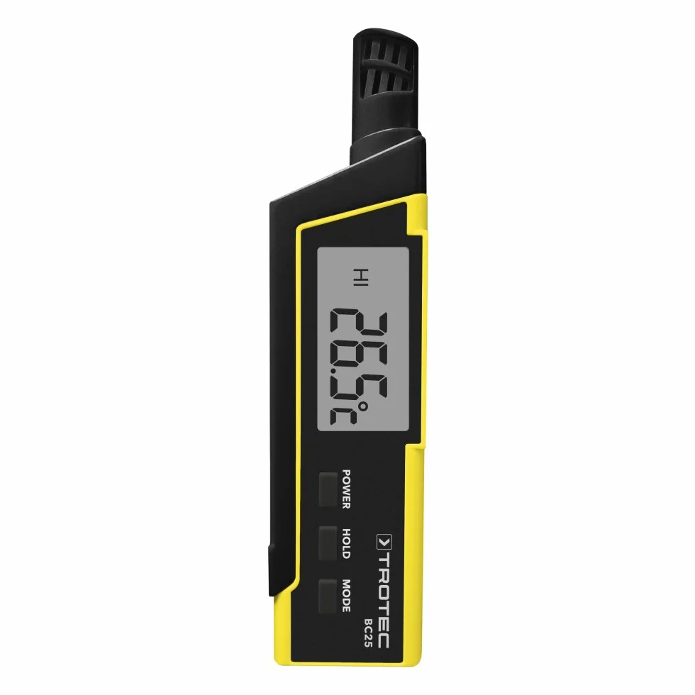 TROTEC Igrometro BC25 – Misuratore di umidità dell'aria e termometro – Campo di misura da -20 °C a +50 °C, indice di calore (HI), temperatura percepita (WBGT)