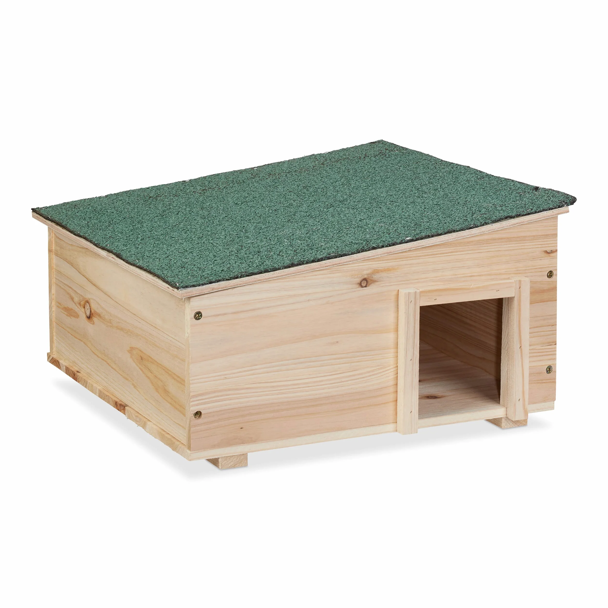 Relaxdays Casetta per Ricci in Legno 2 Camere 21,5x40x40 cm Tana Anti Predatori Marrone Naturale
