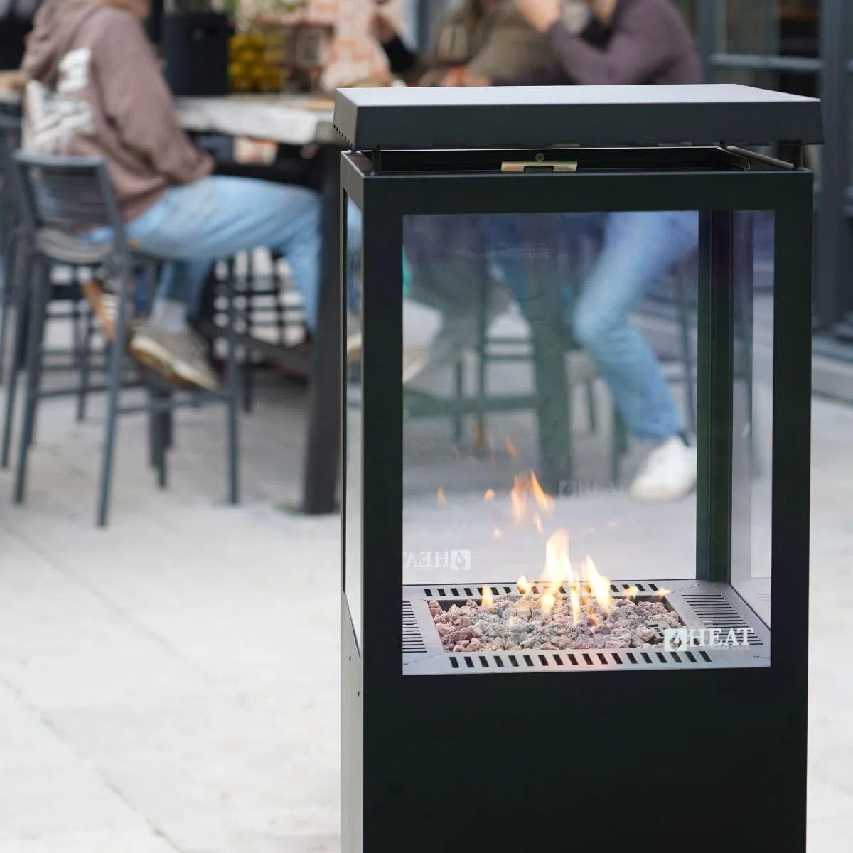Utevarme Camino a gas per terrazza 6,5 kW 40 x 28 x 132 cm Acciaio stufa a gas nero