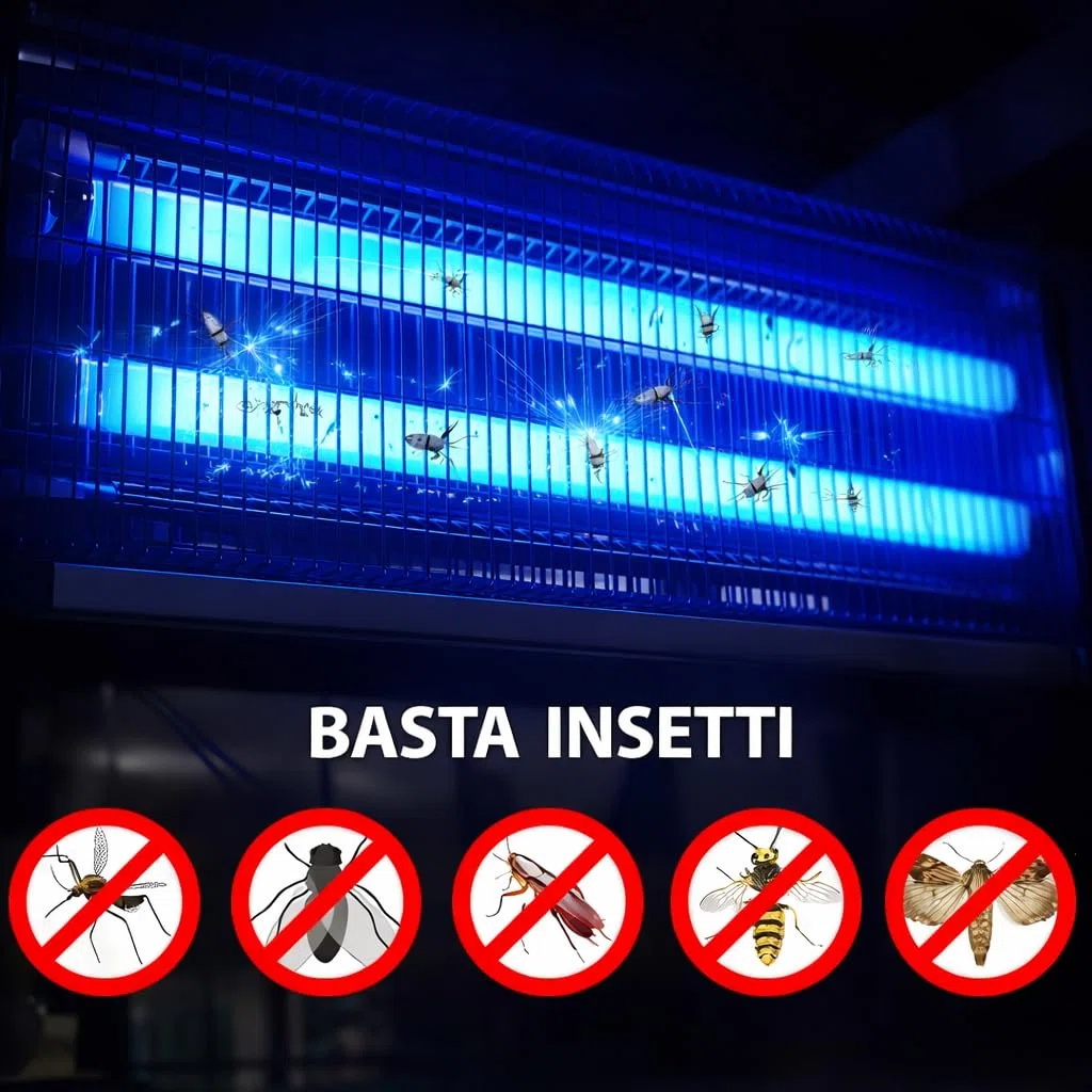 Lampada Antizanzare Elettrica 30W LED UV – Ammazza Zanzare e Antimosche con Griglia Elettrica e Vassoio Estraibile, Struttura in Alluminio con Catena per Soffitto, per Casa, Terrazza e Giardino