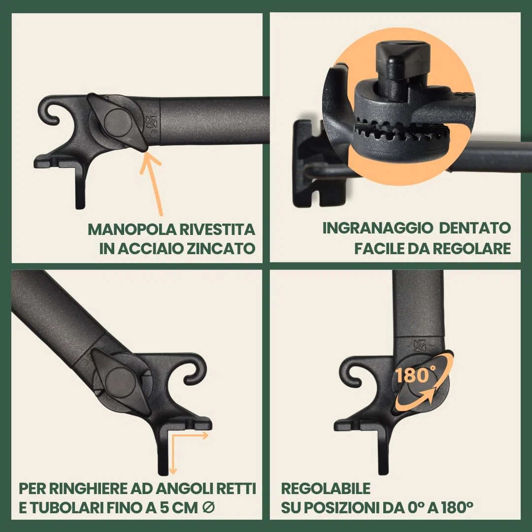 Braccetti per Tende da Sole in Alluminio 50 cm Marrone 1 Coppia Regolabili