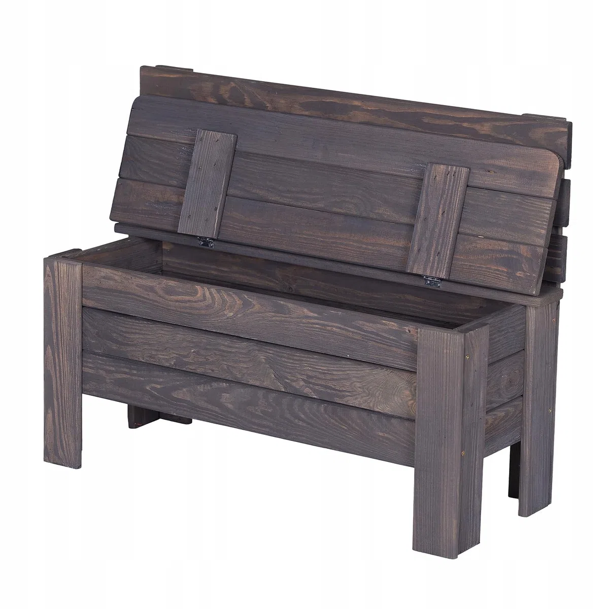 Cassapanca Giardino 71x54x29 cm Grigio 111 L Legno Di Pino Massello Box Cuscini Esterno Baule Portaoggetti Per Mobili Outdoor