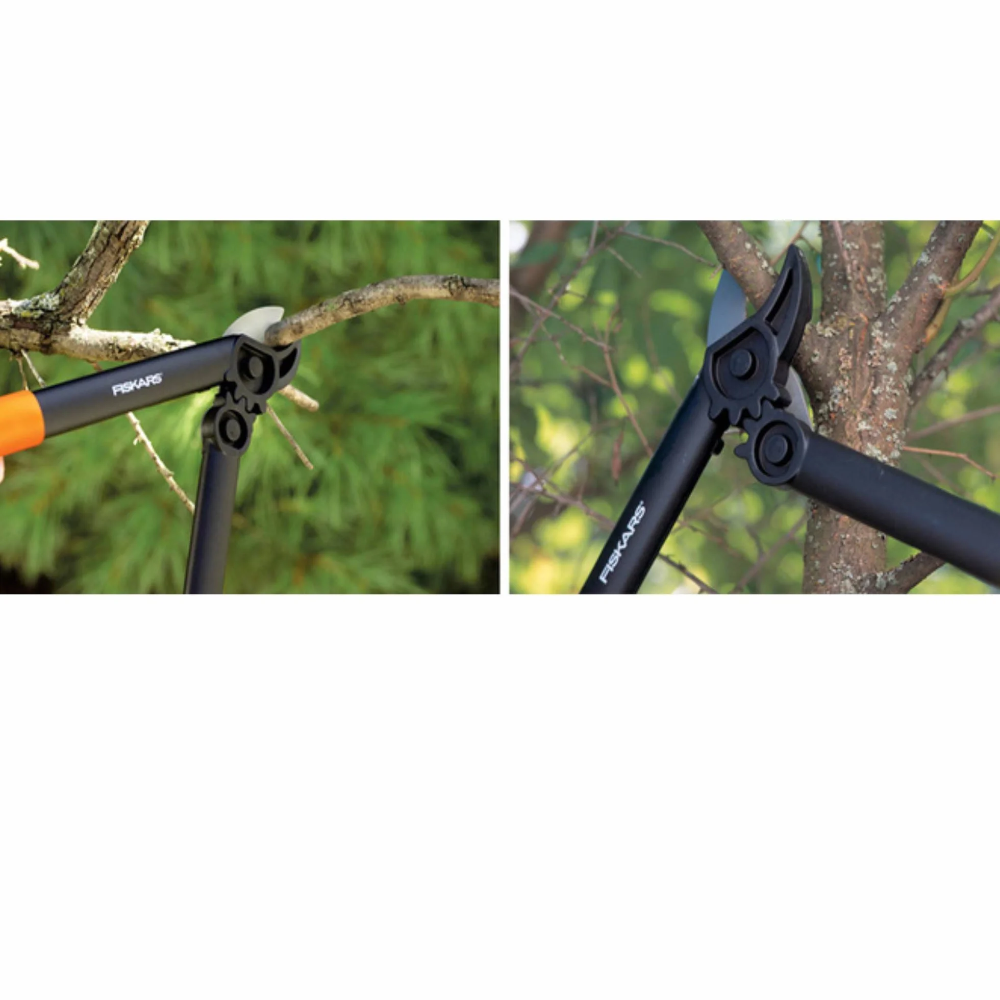 Fiskars Troncarami a Incudine per Legno Secco e Duro, PowerGear II, Lame Acciaio Temprato Antiaderente, 39 cm, Nero/Arancione