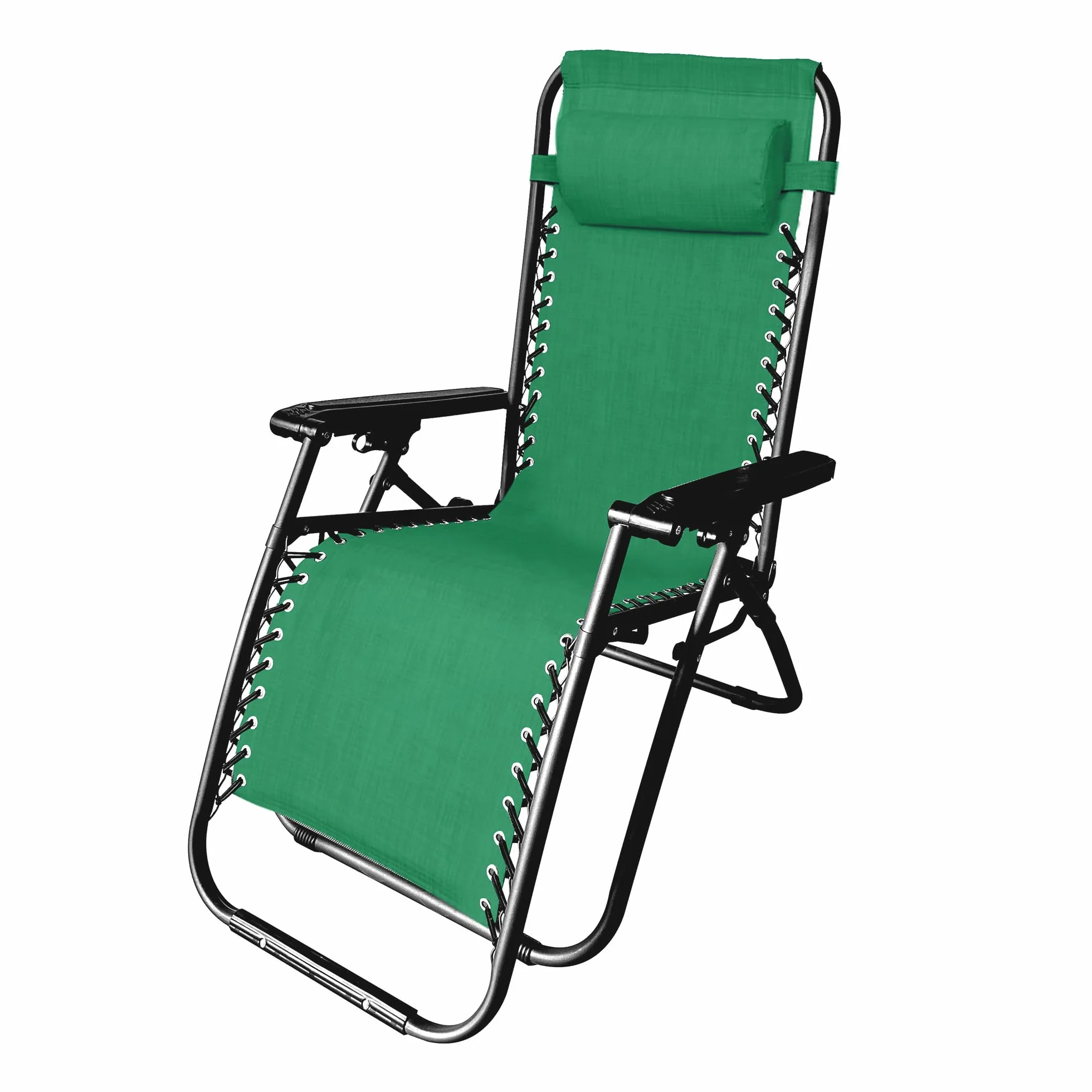 INTRECCI Sedia Zero Gravity Pieghevole Reclinabile da Giardino Terrazzo con Cuscino, Sedia Sdraio in Acciaio per Esterno Decorativa Balcone Verde