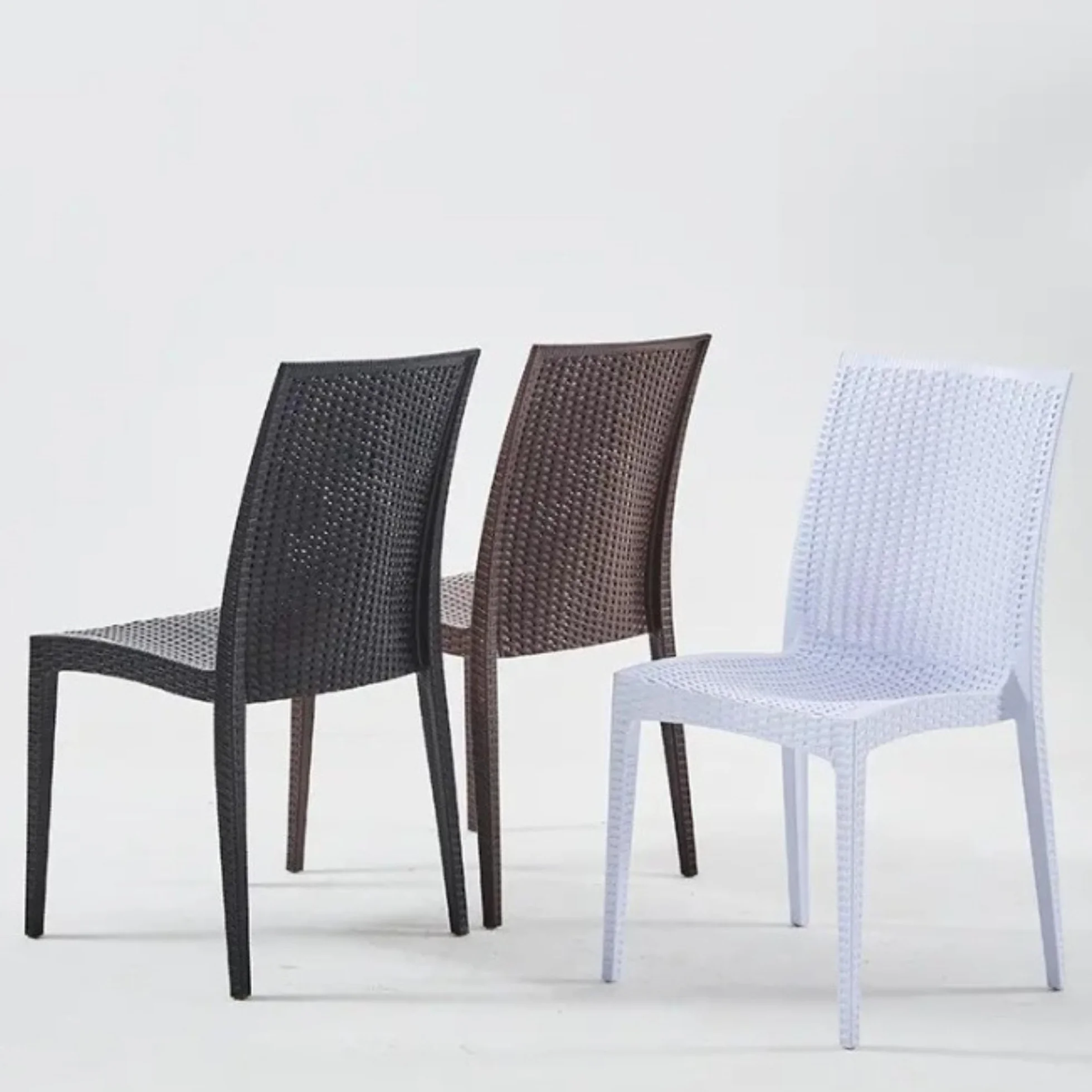 Sedie da giardino effetto rattan plastica resistente impilabili 88 cm Bianco 4